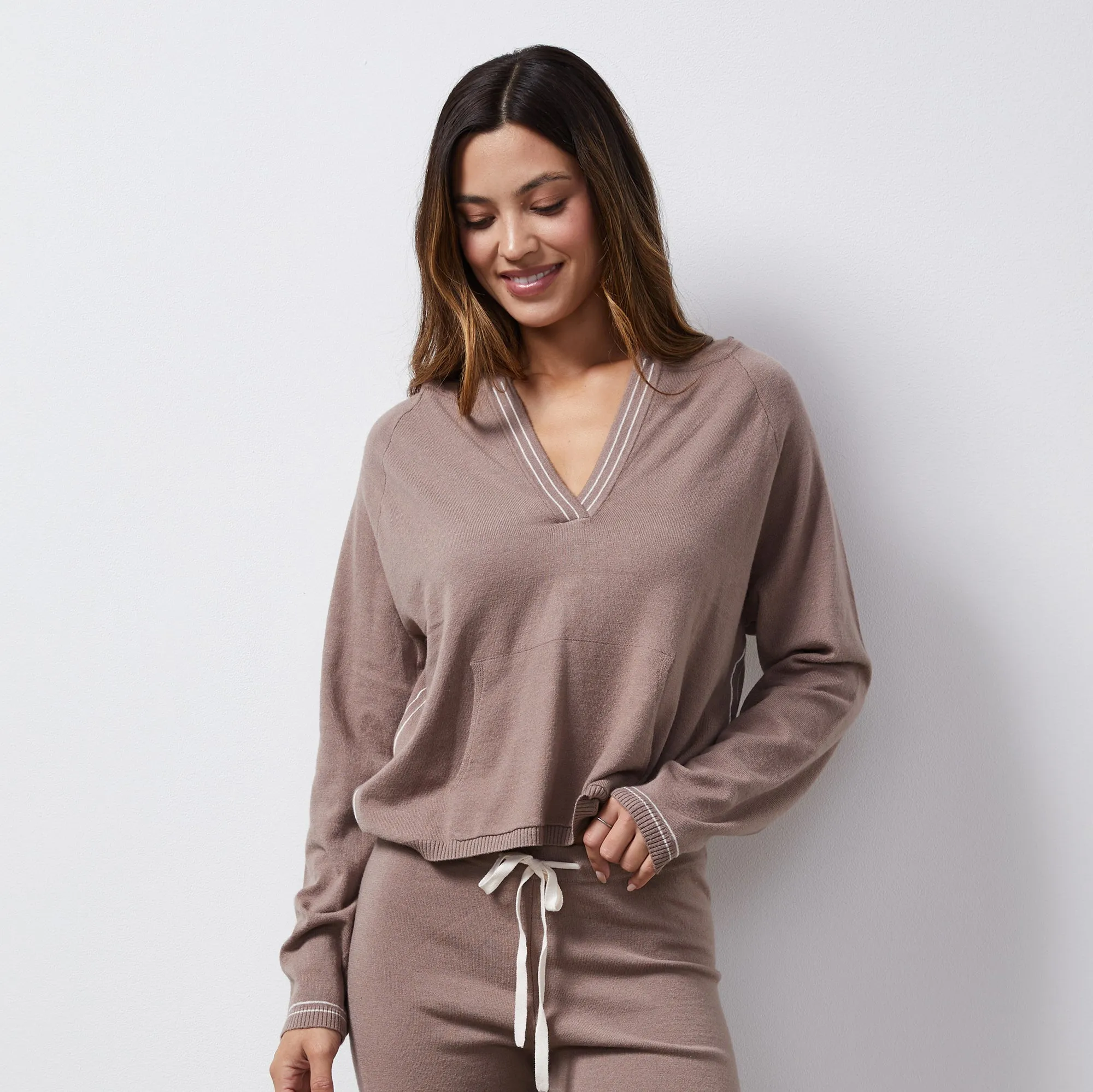 Light Soft Knit Contrast Stitch Hoody sold by Monrow product image thumbnail 2