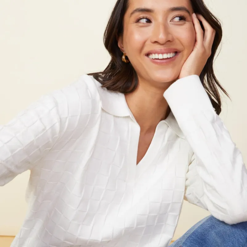 Checkered Polo Sweater sold by Monrow