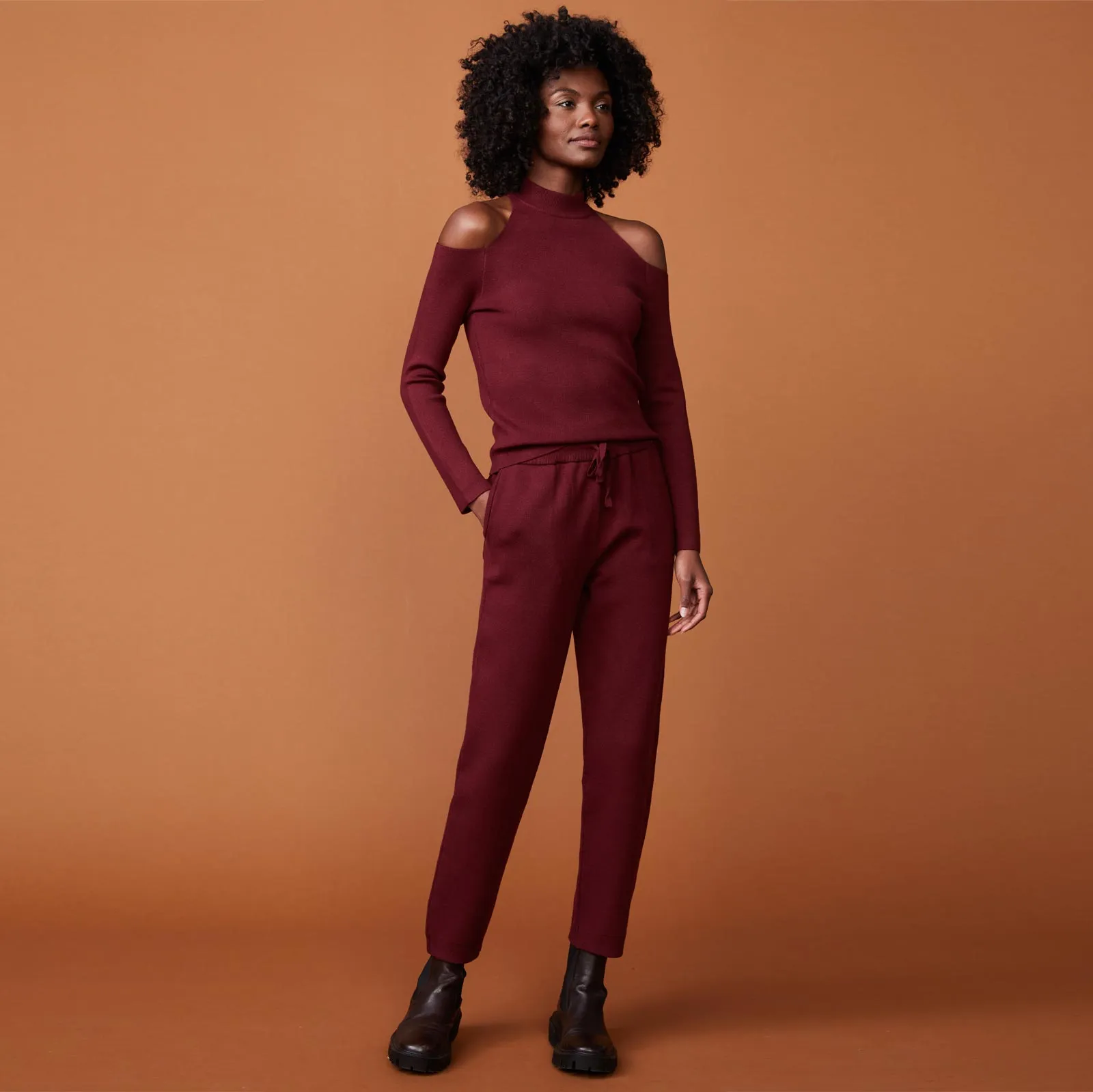 Supersoft Sweater Knit Cold Shoulder Top sold by Monrow product image thumbnail 3