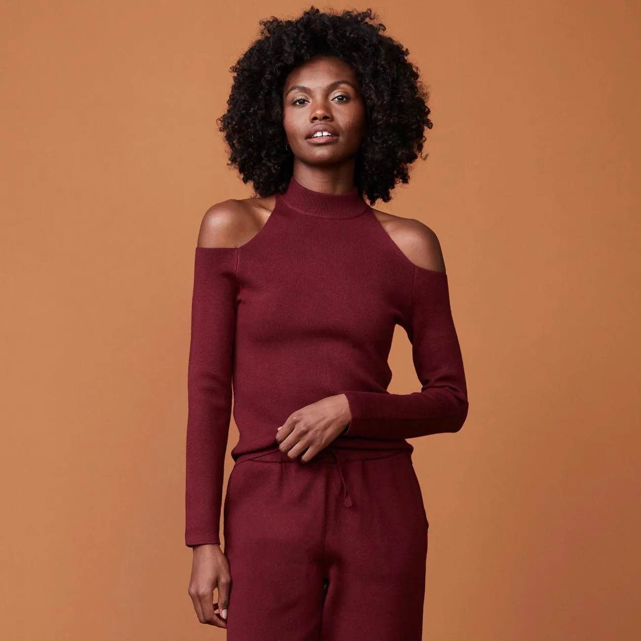 Supersoft Sweater Knit Cold Shoulder Top sold by Monrow