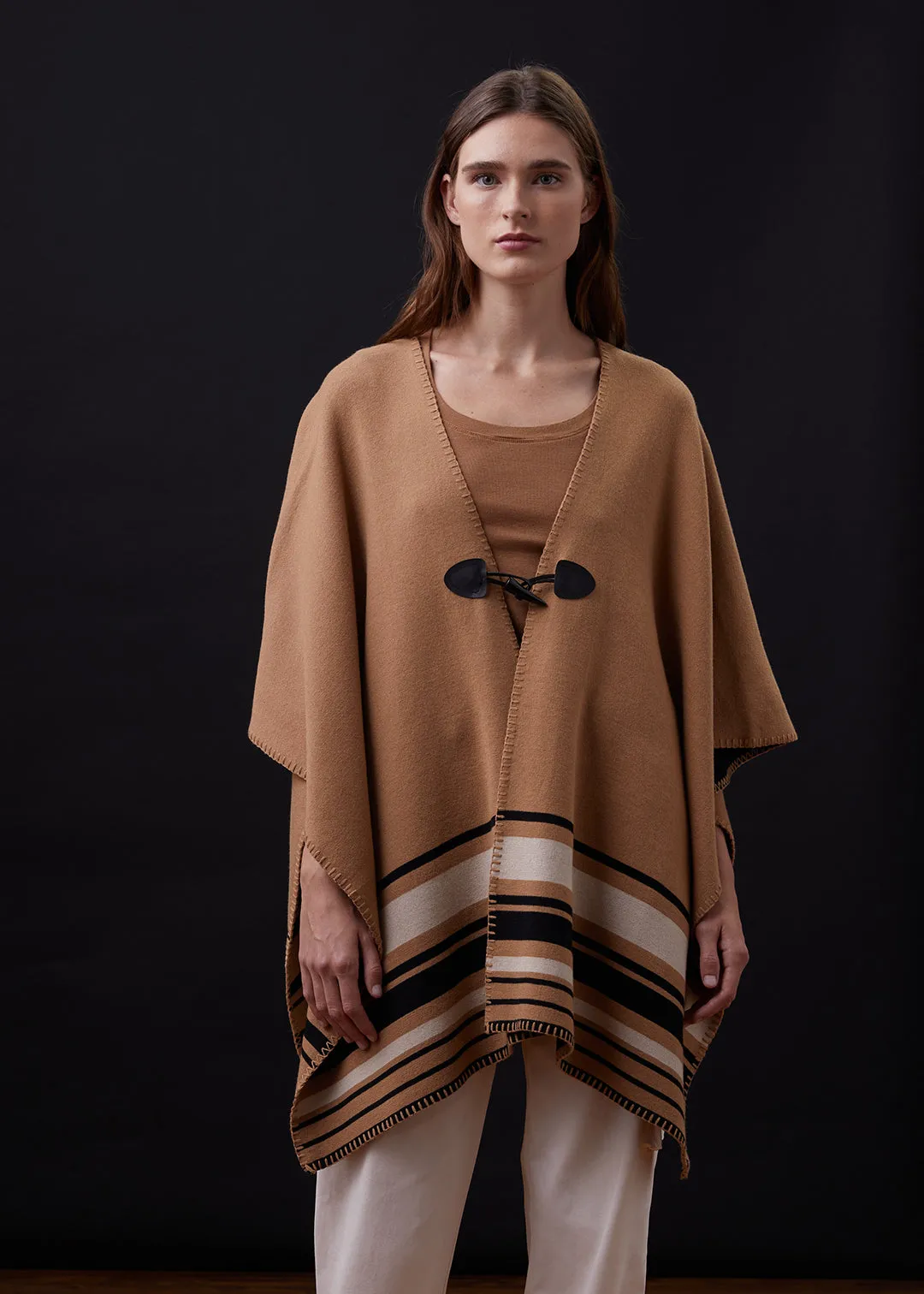 Supersoft Sweater Knit Reversible Stripe Poncho sold by Monrow