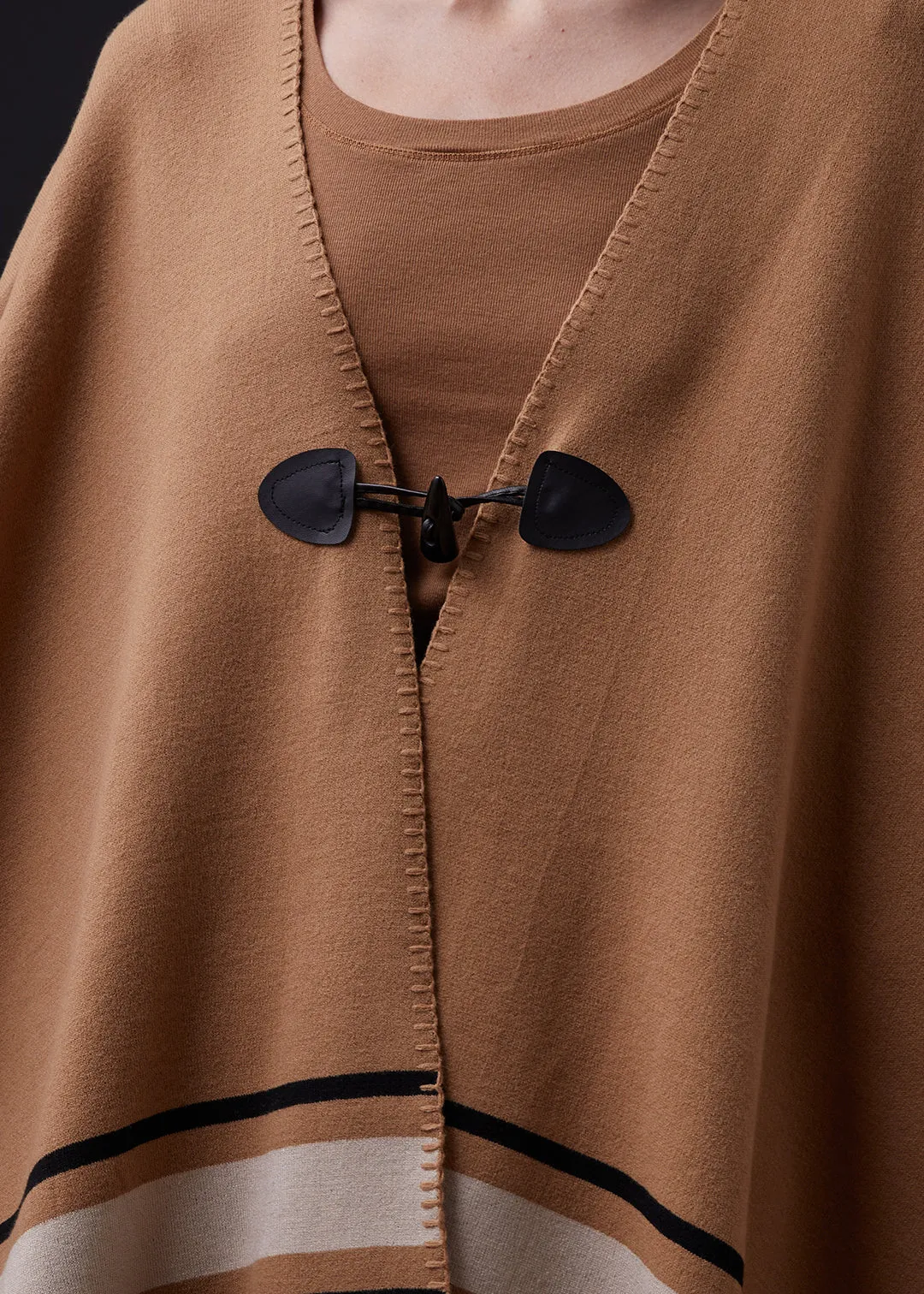 Supersoft Sweater Knit Reversible Stripe Poncho sold by Monrow product image thumbnail 4