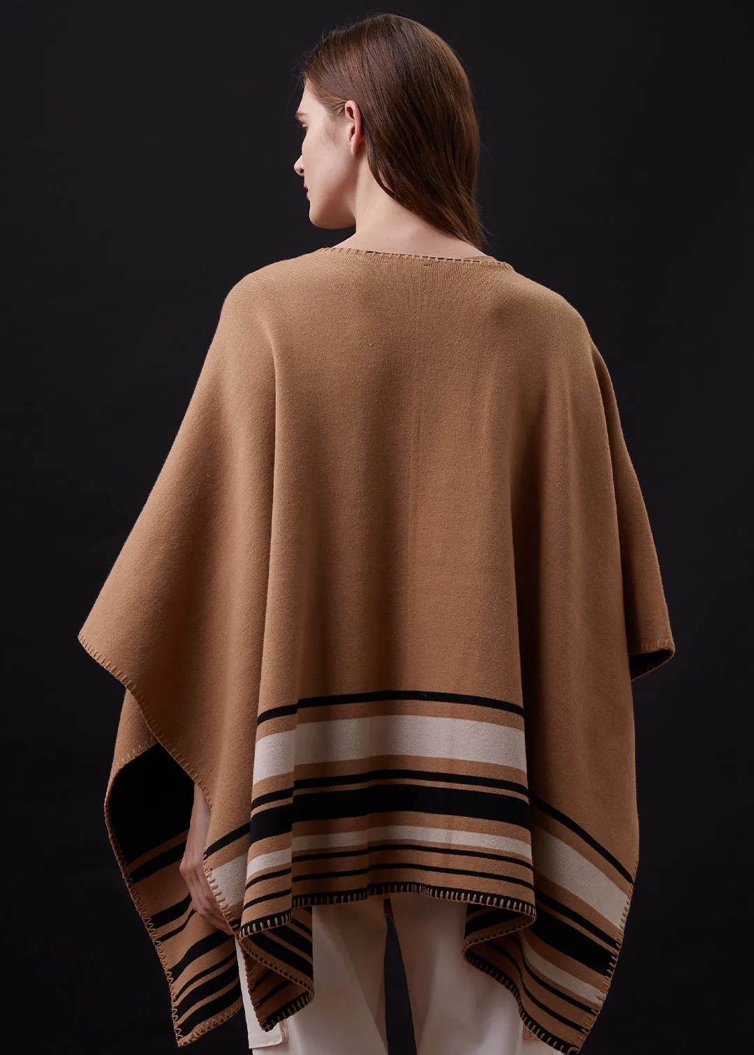 Supersoft Sweater Knit Reversible Stripe Poncho sold by Monrow product image thumbnail 3