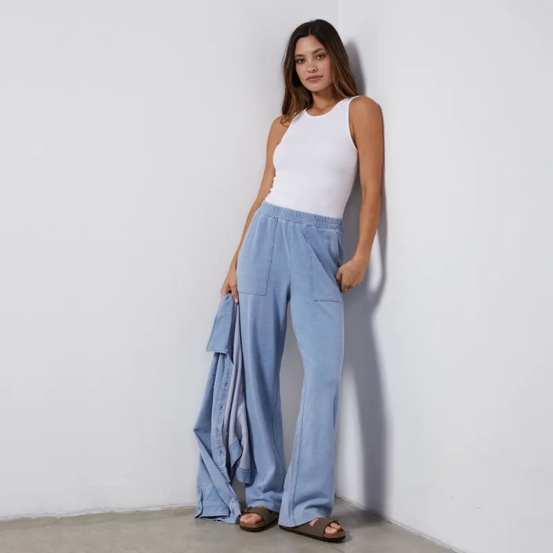 Indigo French Terry Pocket Pant sold by Monrow