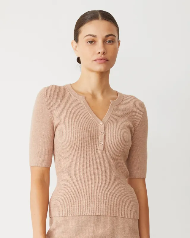 Softknit Rib Waffle Henley sold by Monrow