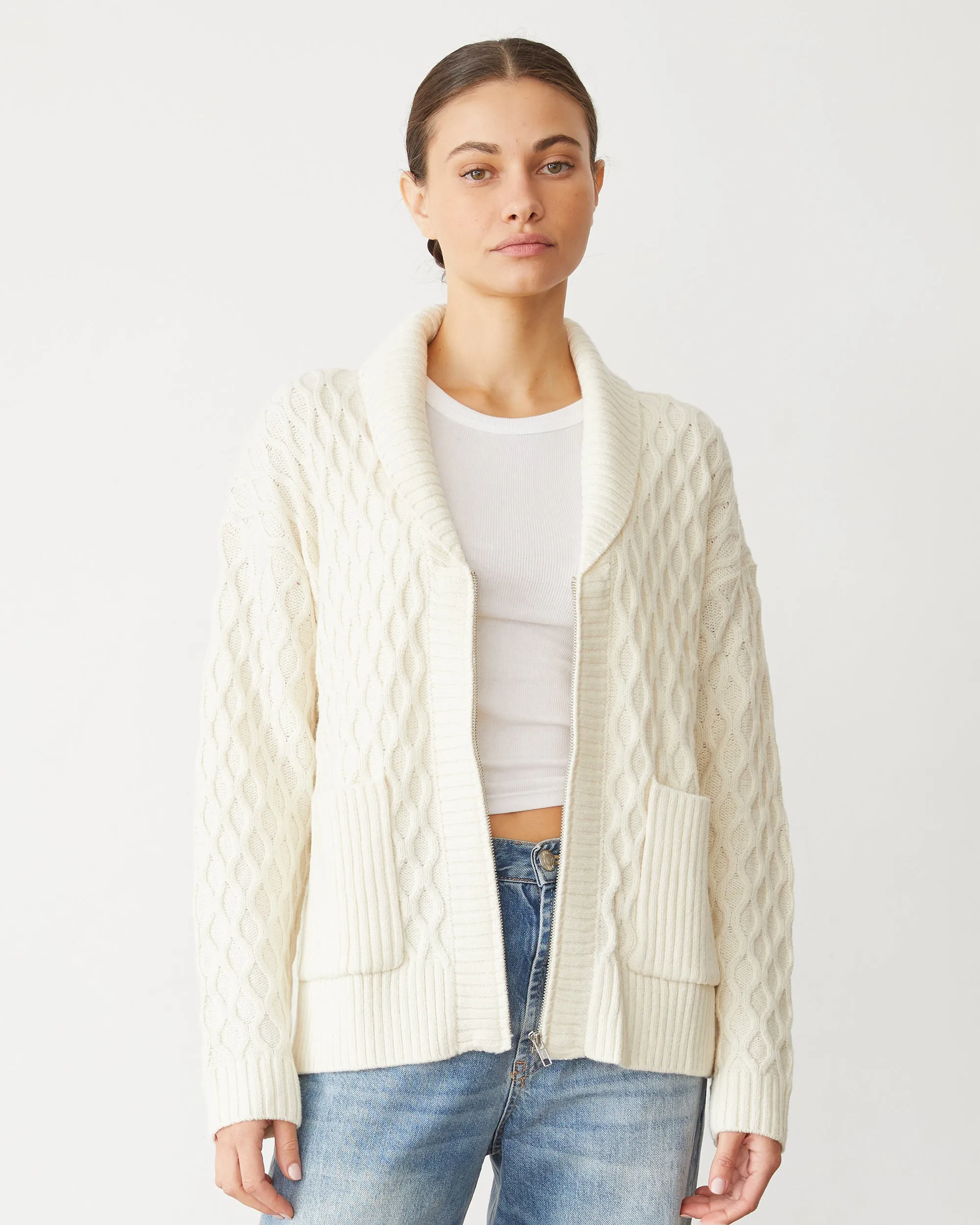 Cable Knit Zip Cardigan sold by Monrow product image thumbnail 3