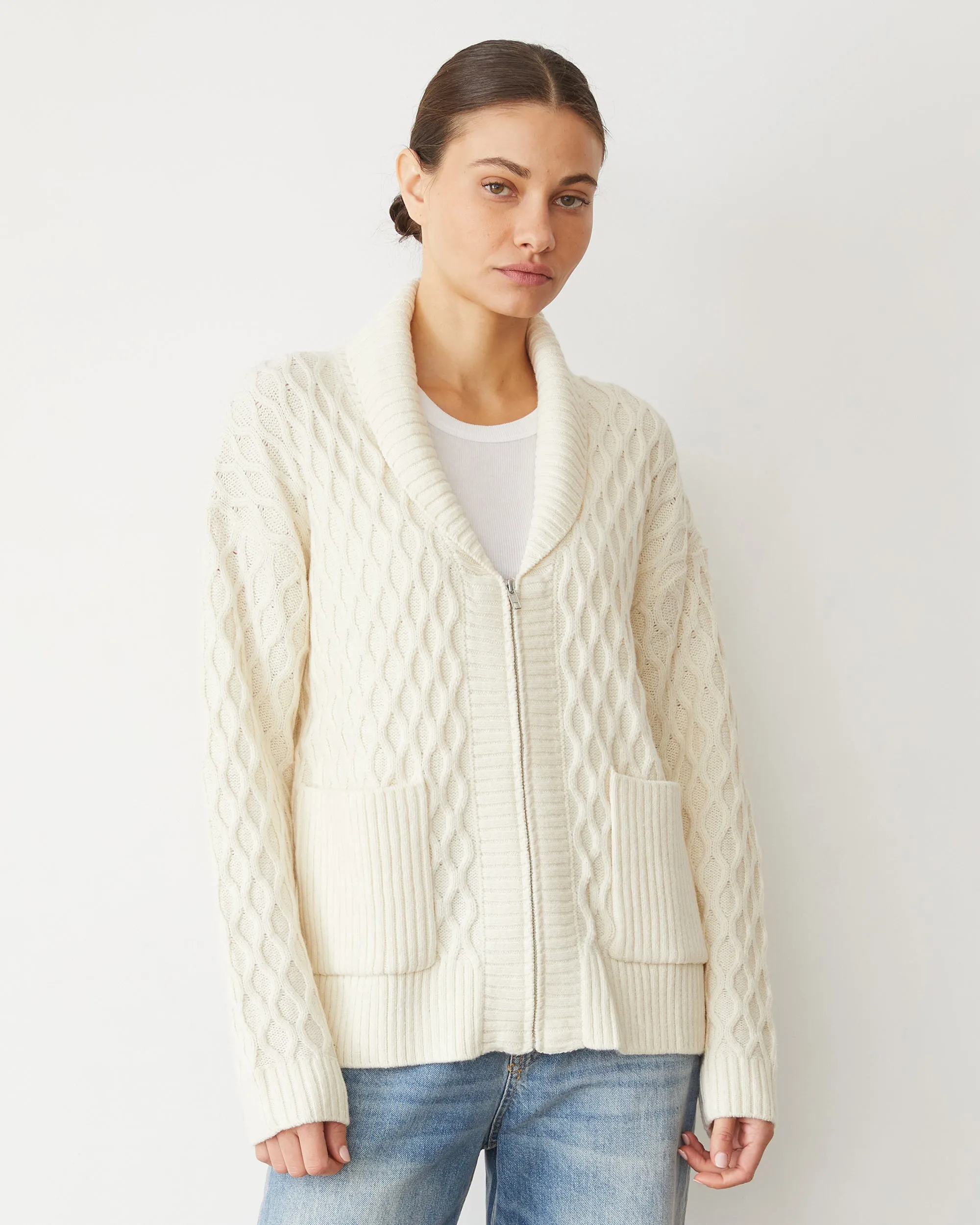 Cable Knit Zip Cardigan sold by Monrow product image thumbnail 2