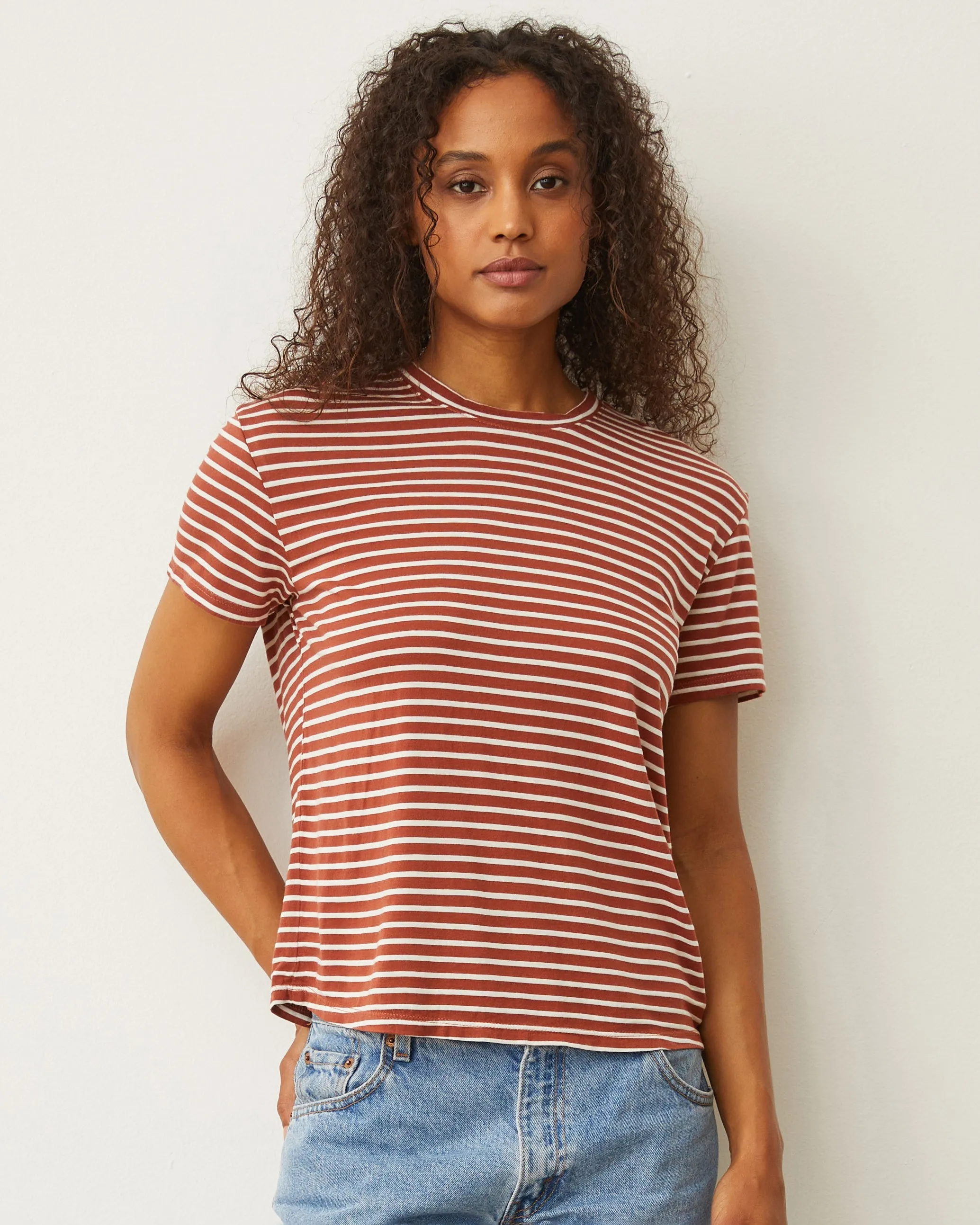 Stripe Basic Crew Neck Tee sold by Monrow product image thumbnail 2