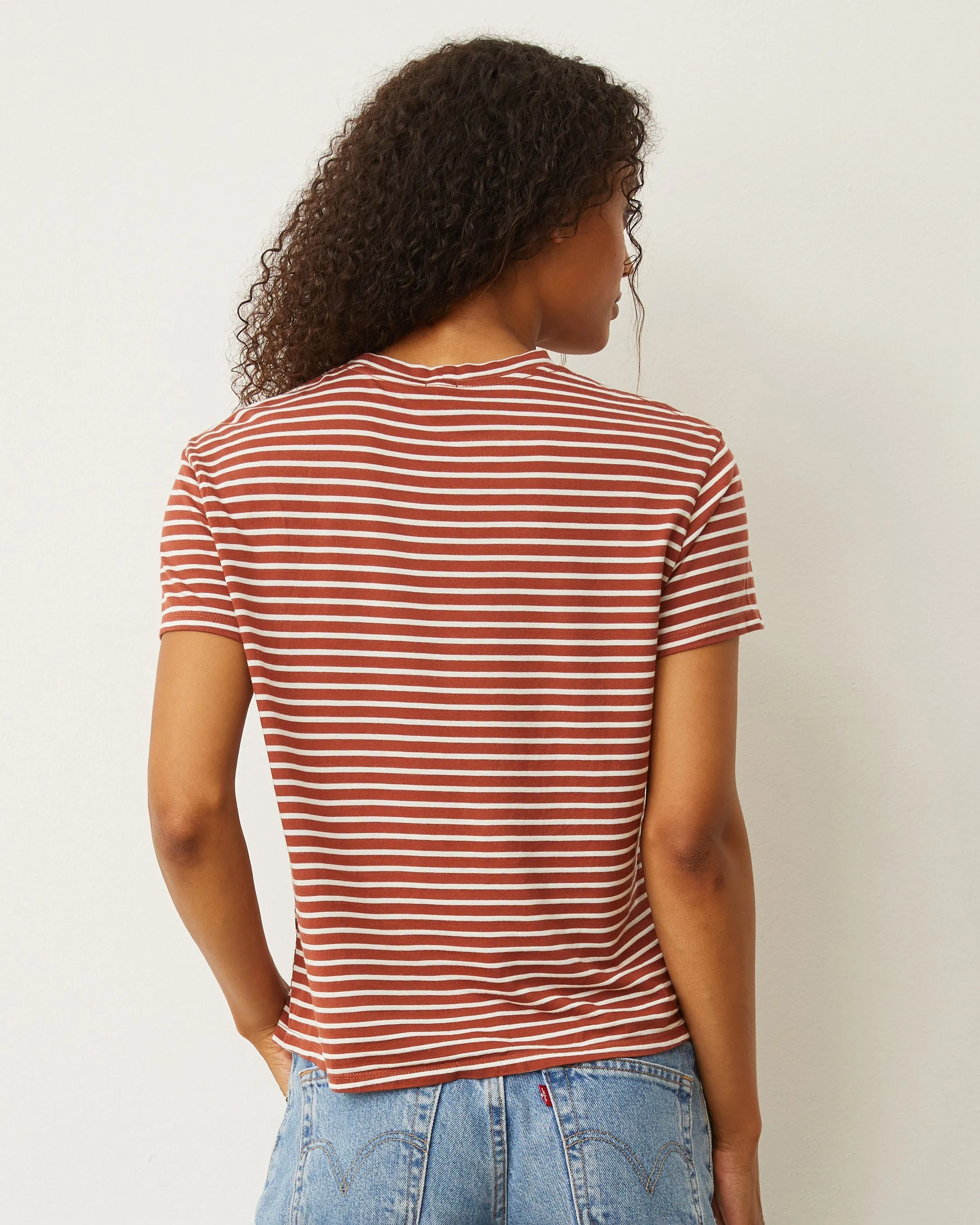 Stripe Basic Crew Neck Tee sold by Monrow product image thumbnail 3