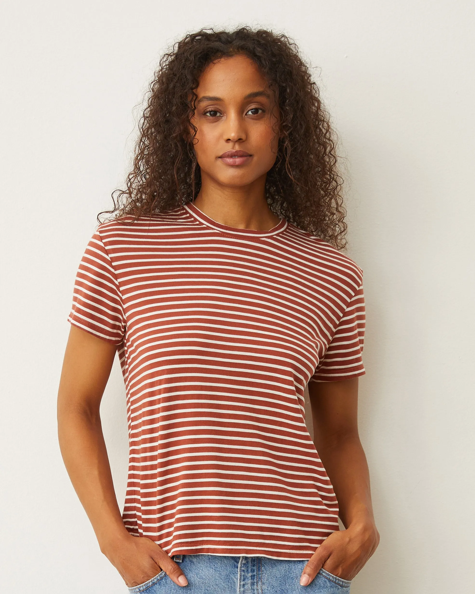 Stripe Basic Crew Neck Tee sold by Monrow