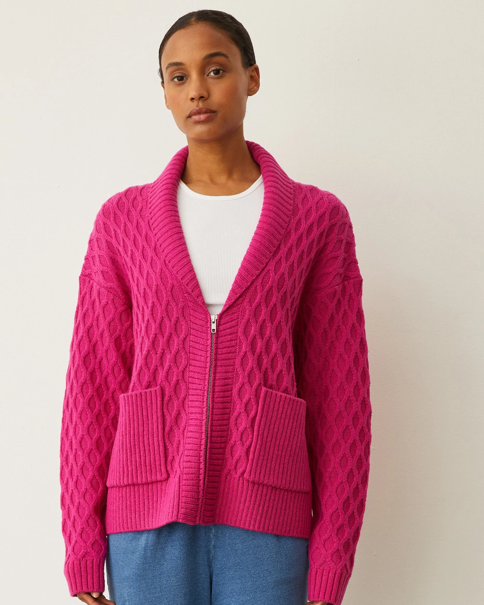 Cable Knit Zip Cardigan sold by Monrow