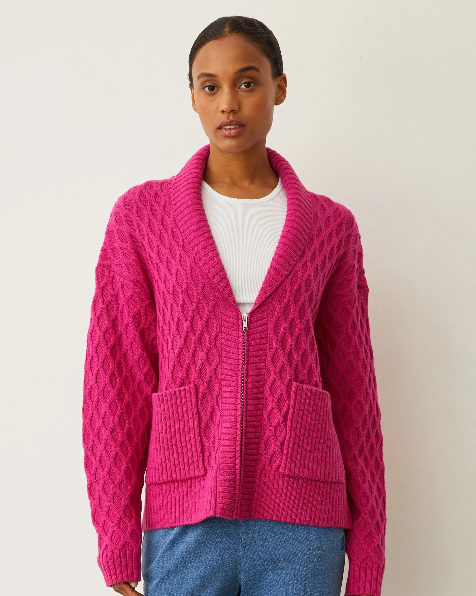 Cable Knit Zip Cardigan sold by Monrow product image thumbnail 2
