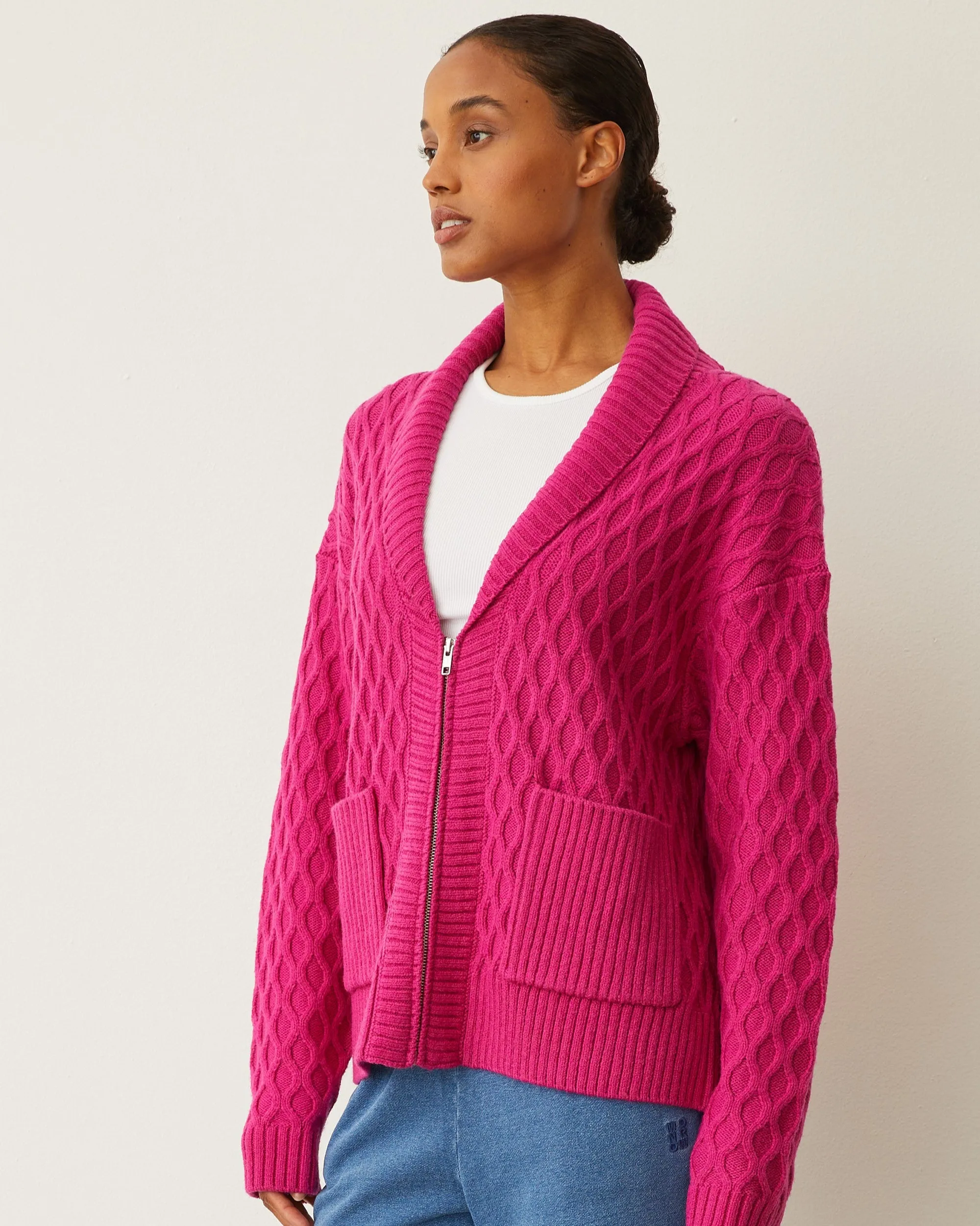 Cable Knit Zip Cardigan sold by Monrow product image thumbnail 3