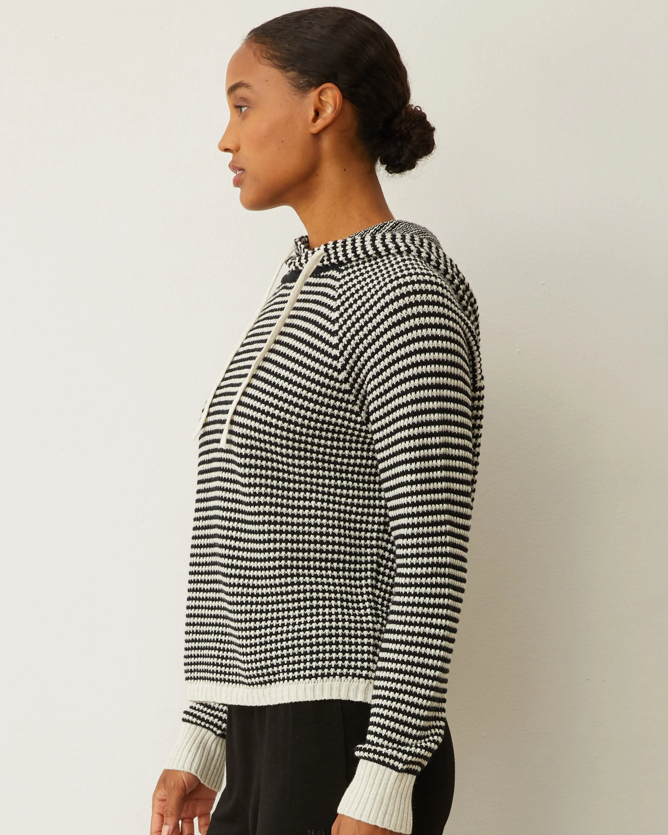 Cotton Cashmere Stripe Lounge Hoody sold by Monrow product image thumbnail 2