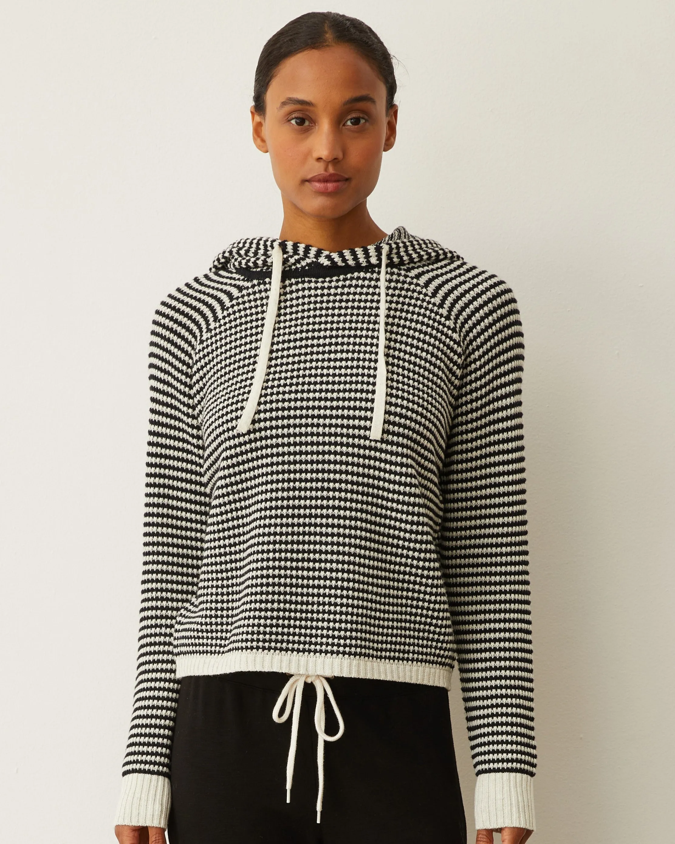 Cotton Cashmere Stripe Lounge Hoody sold by Monrow
