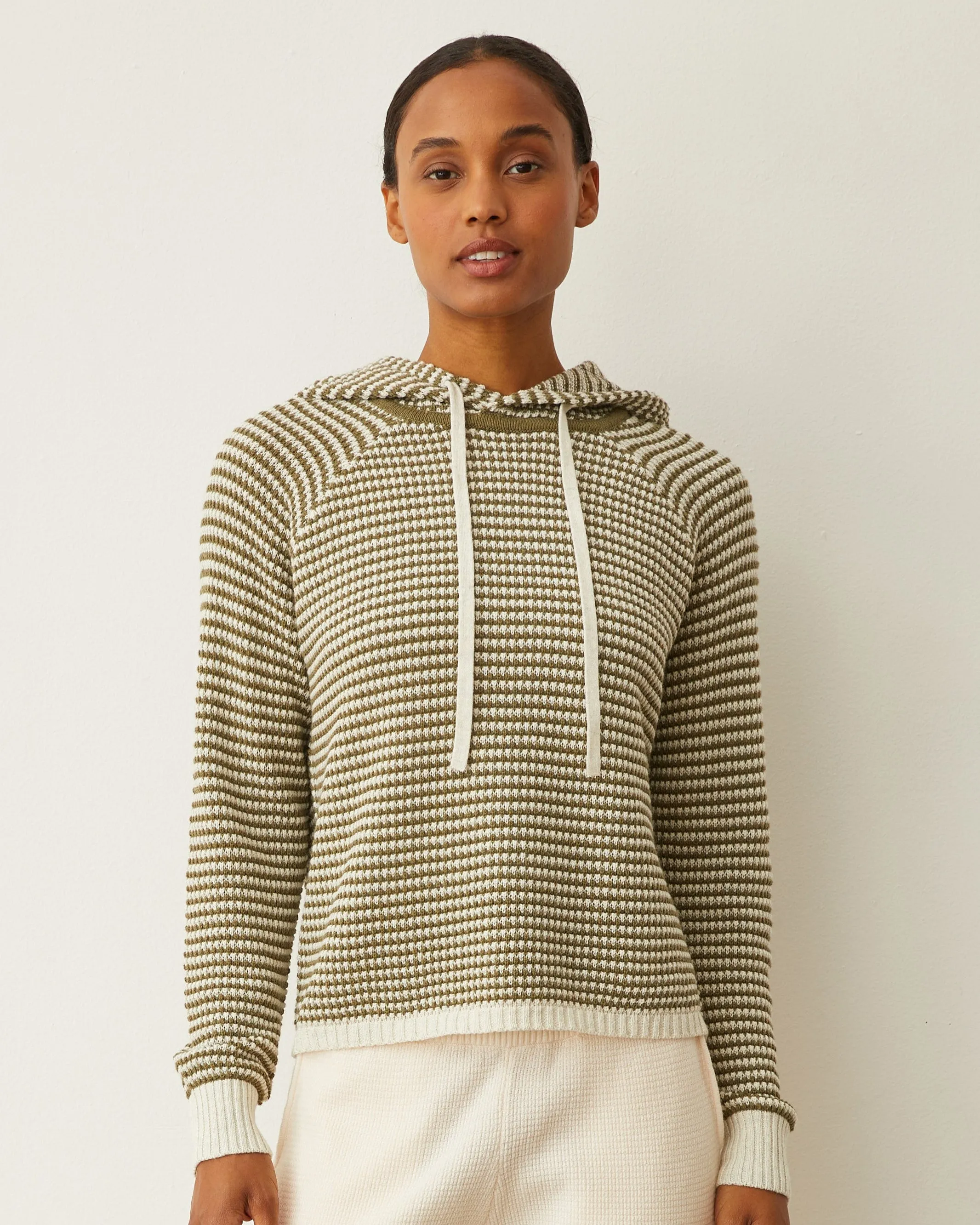 Cotton Cashmere Stripe Lounge Hoody sold by Monrow