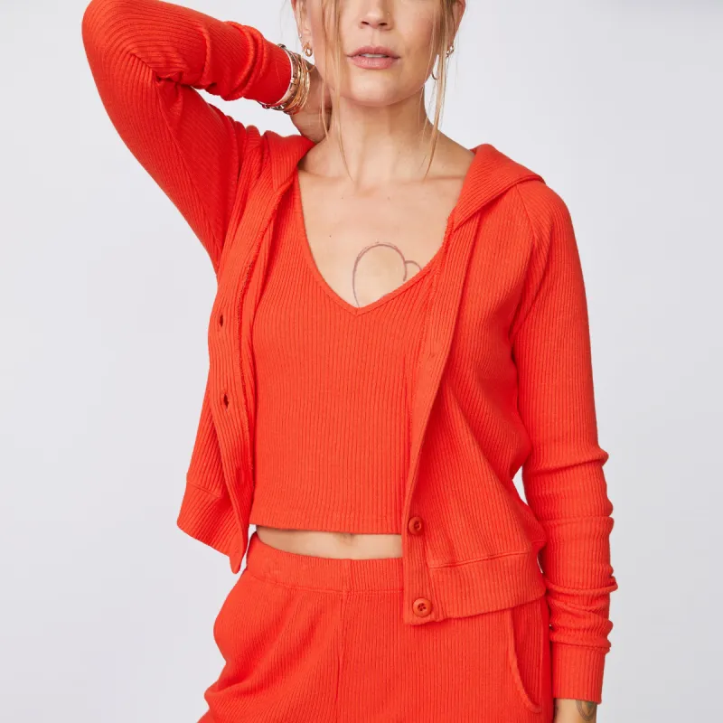 Brushed Rib Hooded Cardigan sold by Monrow