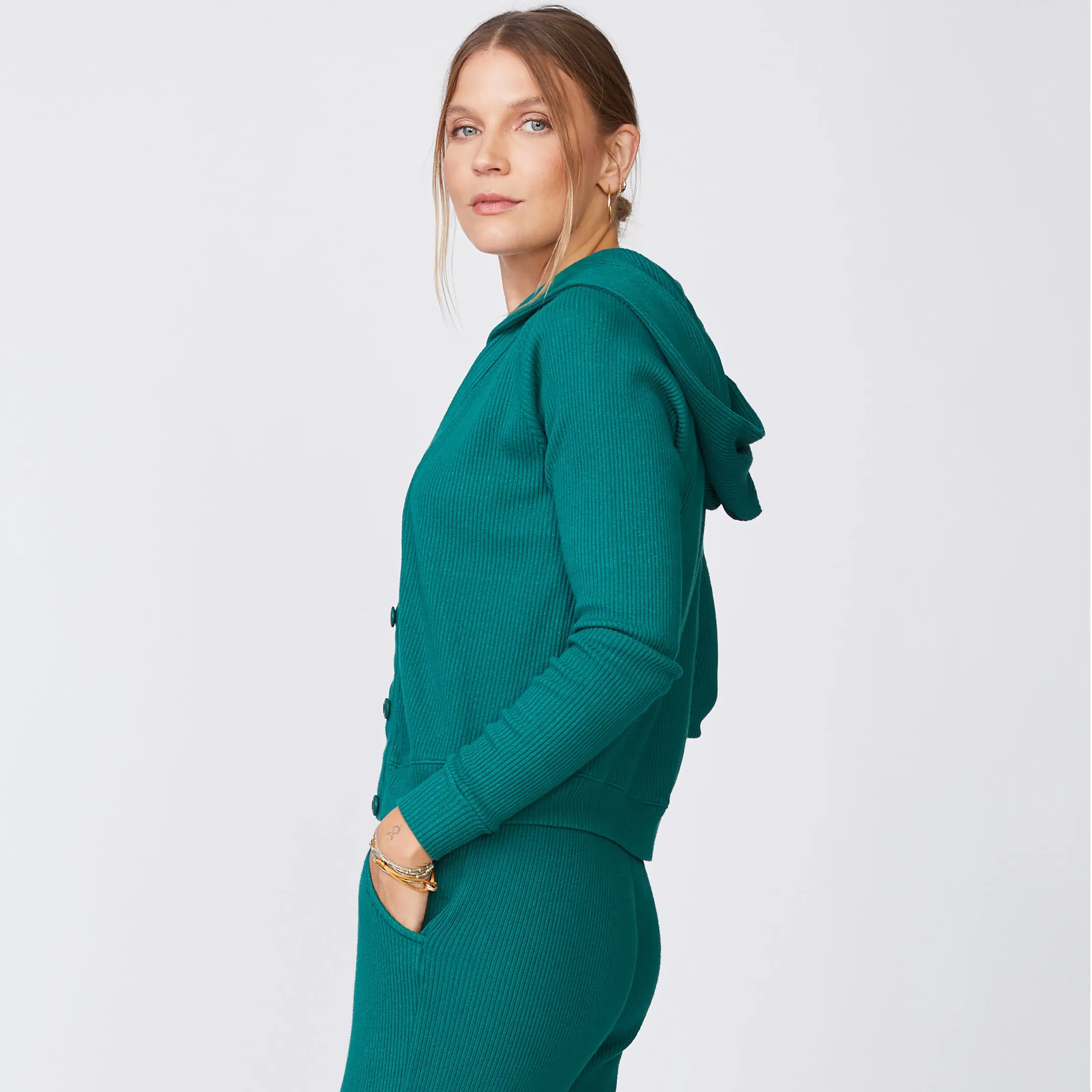 Brushed Rib Hooded Cardigan sold by Monrow product image thumbnail 3