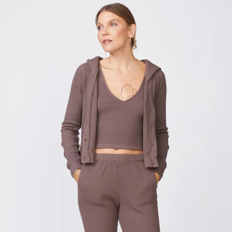 Brushed Rib Hooded Cardigan sold by Monrow