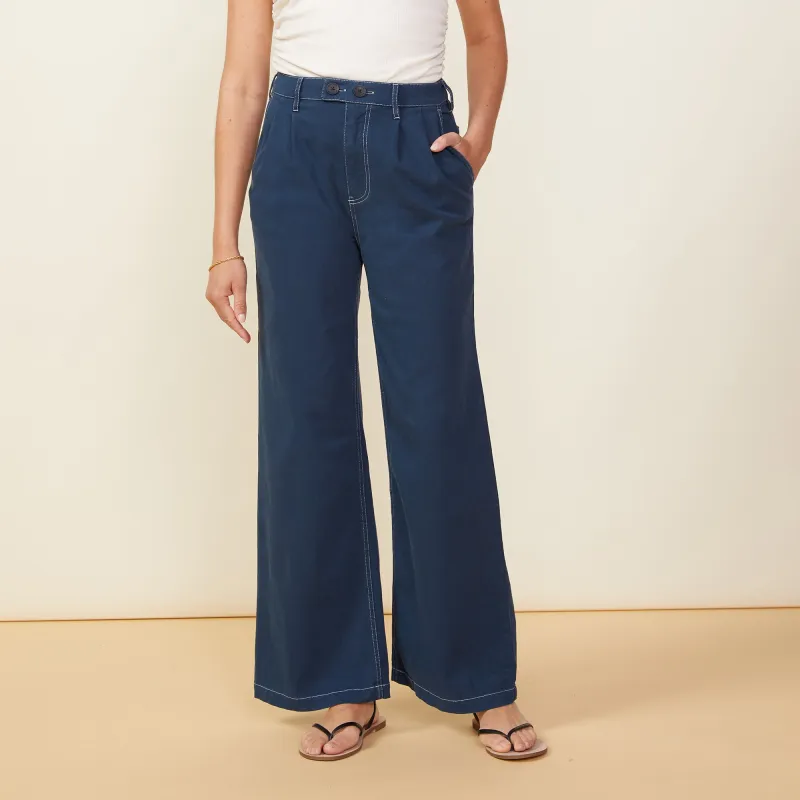 Cotton Twill Wide Leg Trousers sold by Monrow