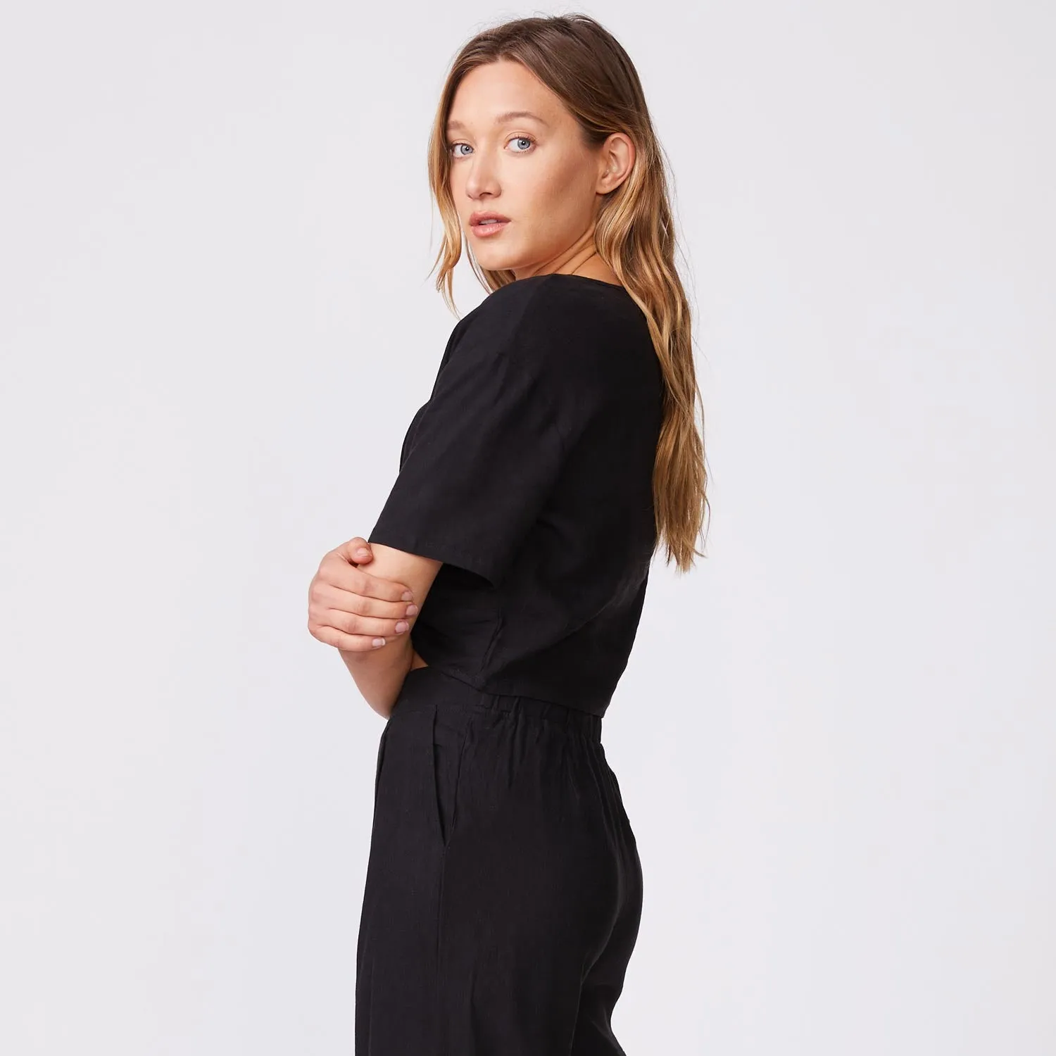 Linen Front Twist Top sold by Monrow product image thumbnail 3