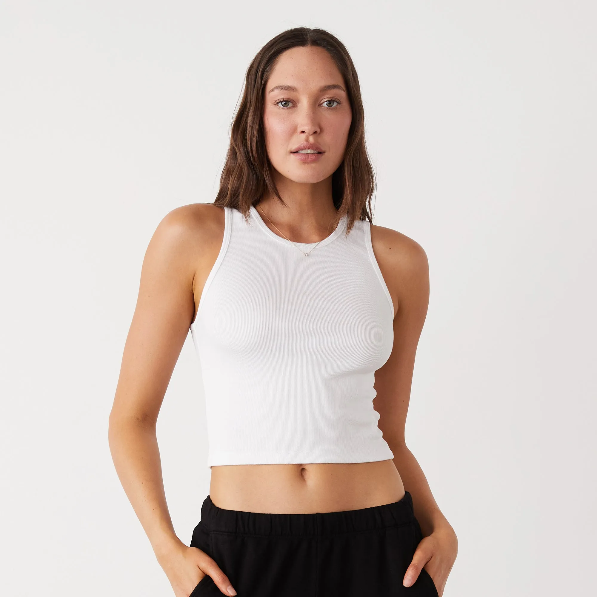 Supimaluxe Rib Crop High Neck Tank sold by Monrow