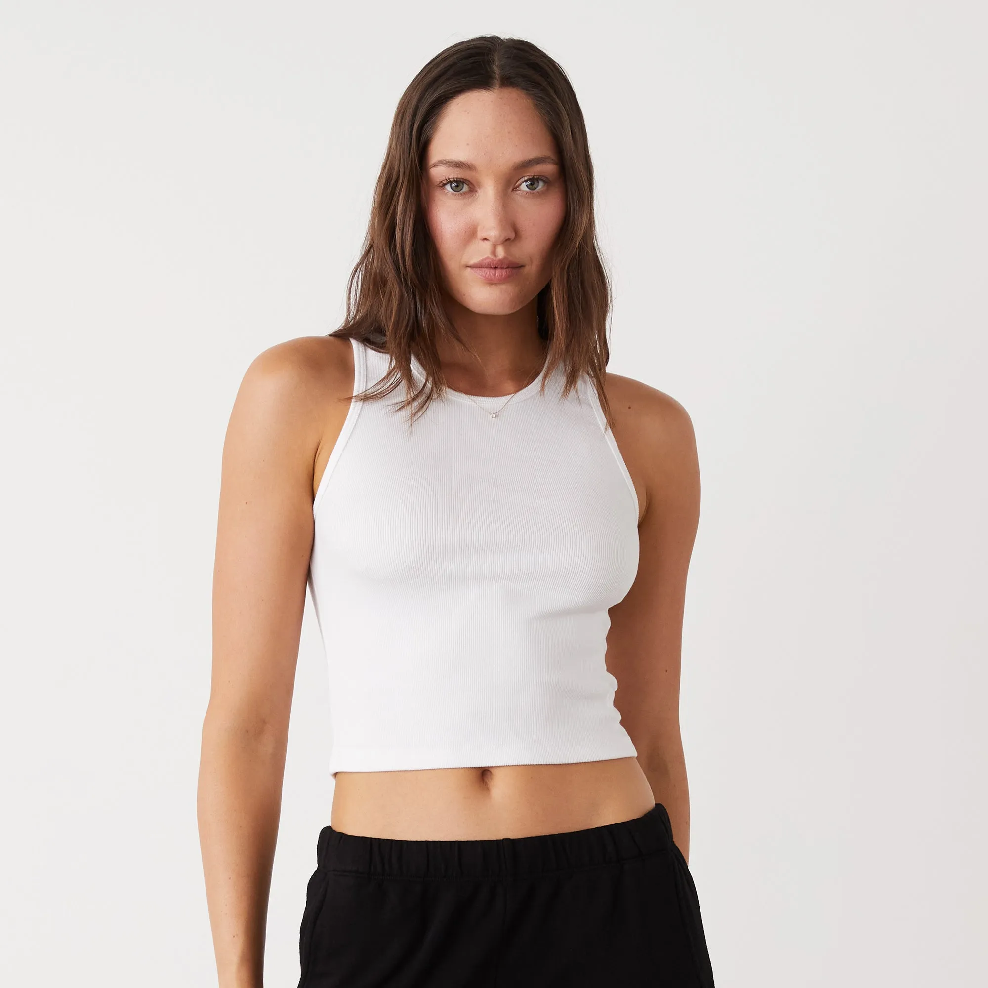 Supimaluxe Rib Crop High Neck Tank sold by Monrow product image thumbnail 2