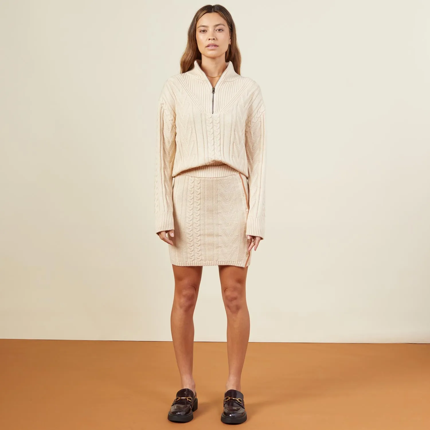 Merino Cable Knit Half Zip sold by Monrow product image thumbnail 3
