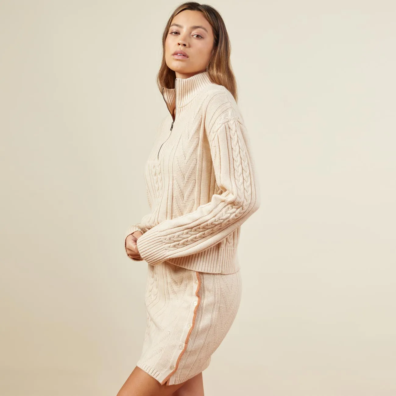 Merino Cable Knit Half Zip sold by Monrow product image thumbnail 4
