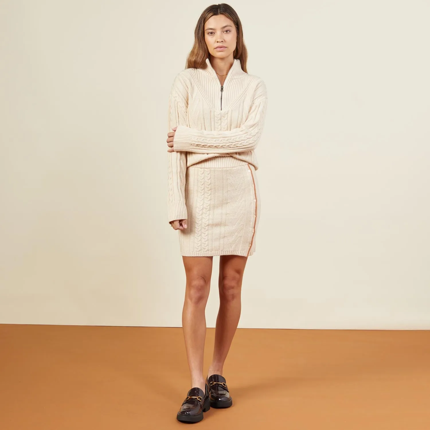 Merino Cable Knit Half Zip sold by Monrow product image thumbnail 2