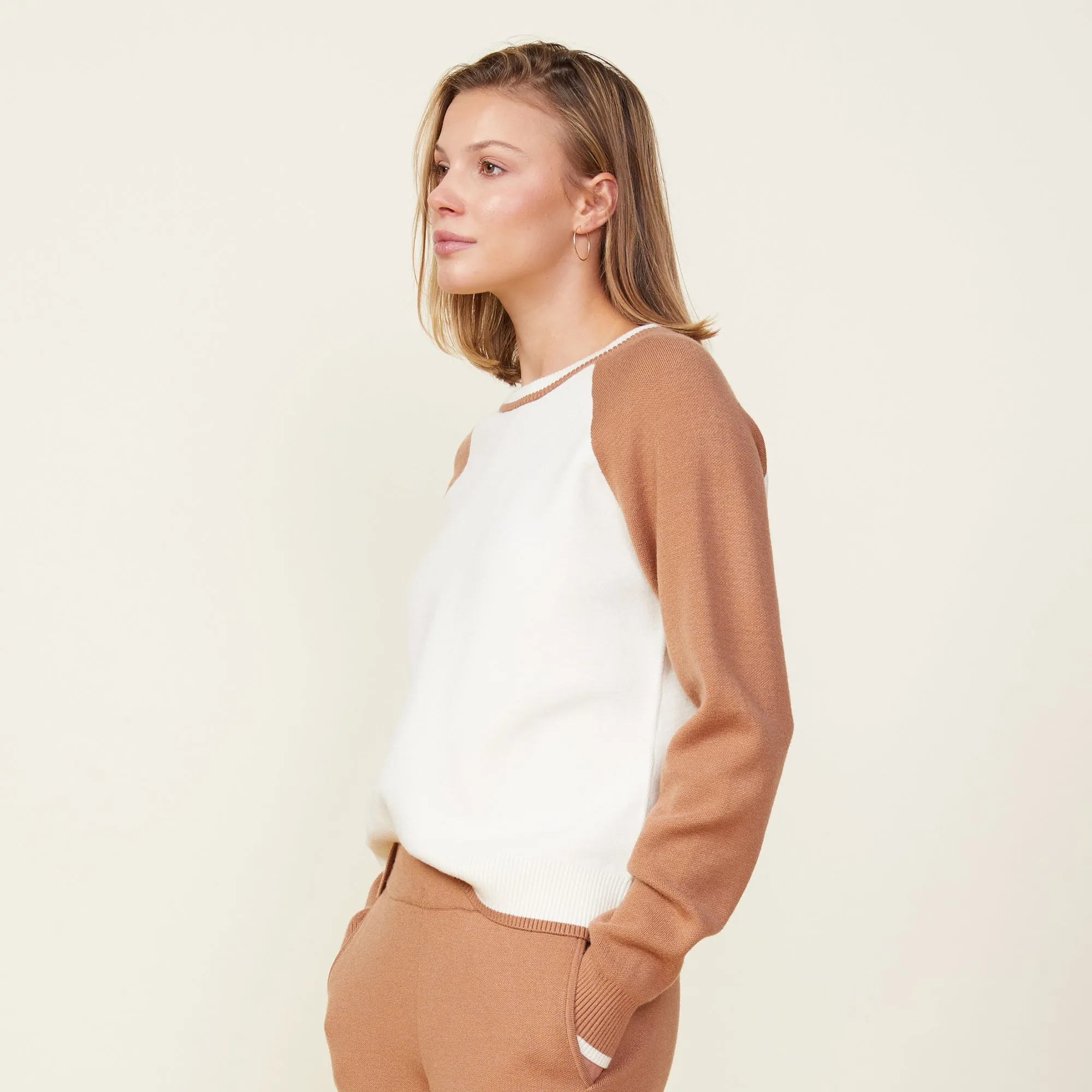 Soft Knit Colorblock Raglan Sweater sold by Monrow product image thumbnail 2