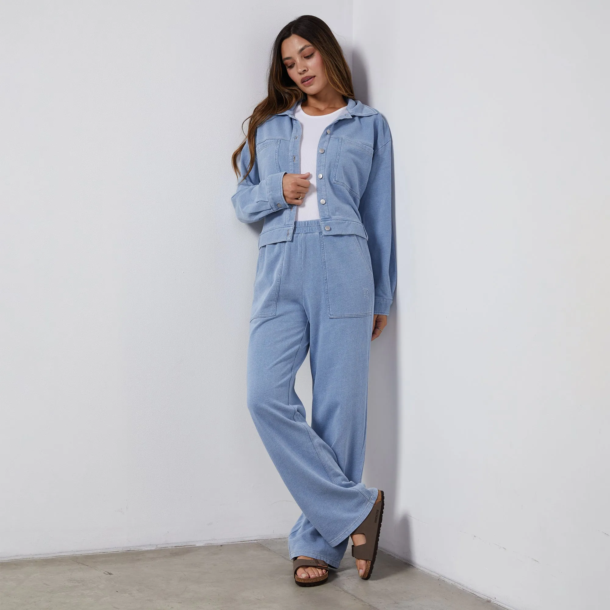 Indigo French Terry Denim Jacket sold by Monrow product image thumbnail 2