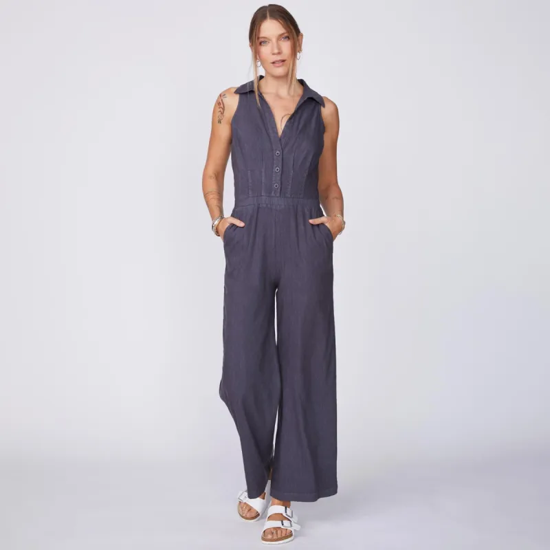 Linen Halter Polo Jumpsuit sold by Monrow