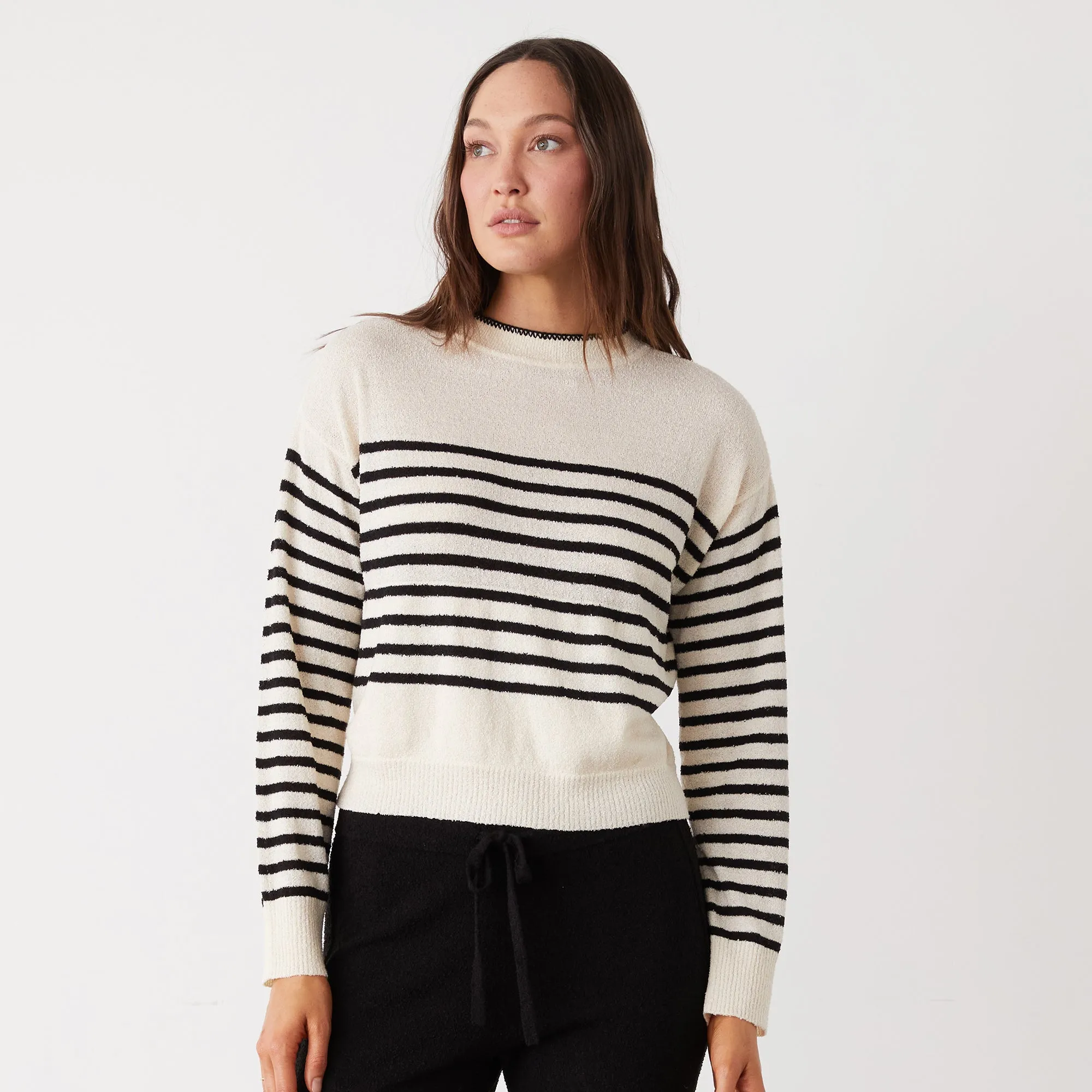 Boucle Knit Stripe Sweater sold by Monrow product image thumbnail 2