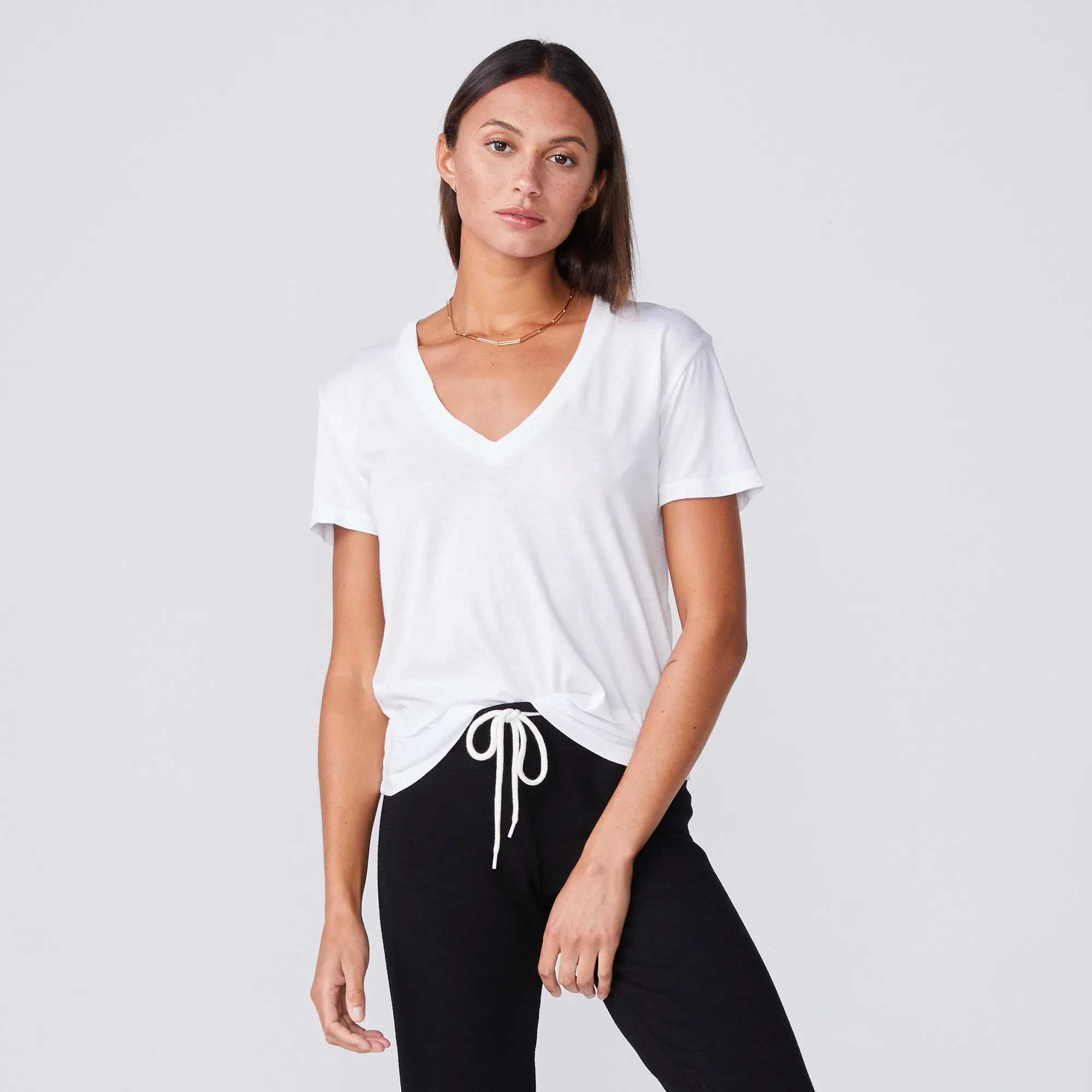 Cotton Modal Relaxed V Neck Tee sold by Monrow