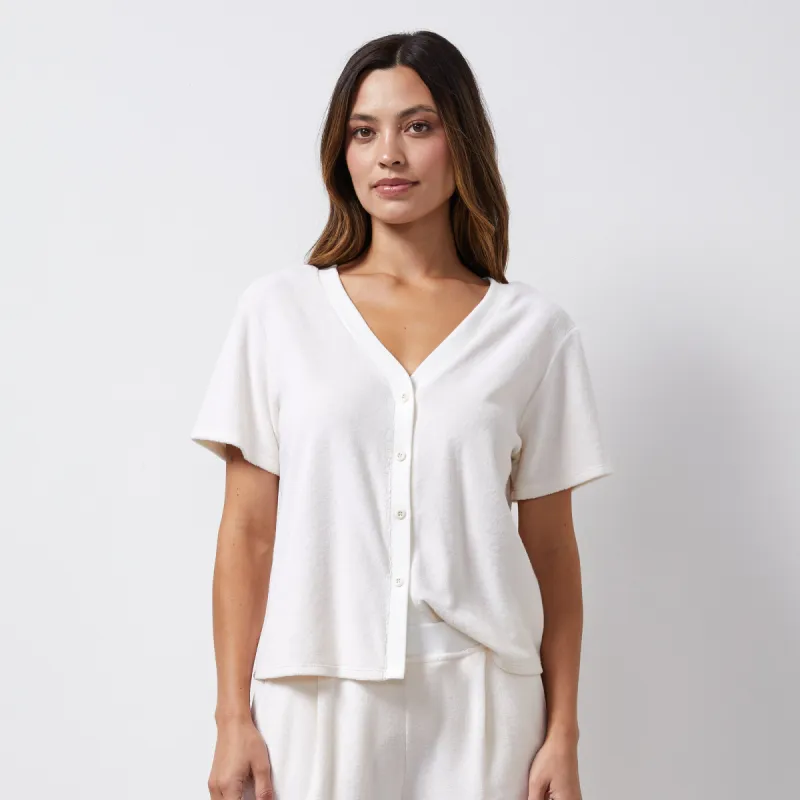 Terry Cloth Button Down Top sold by Monrow