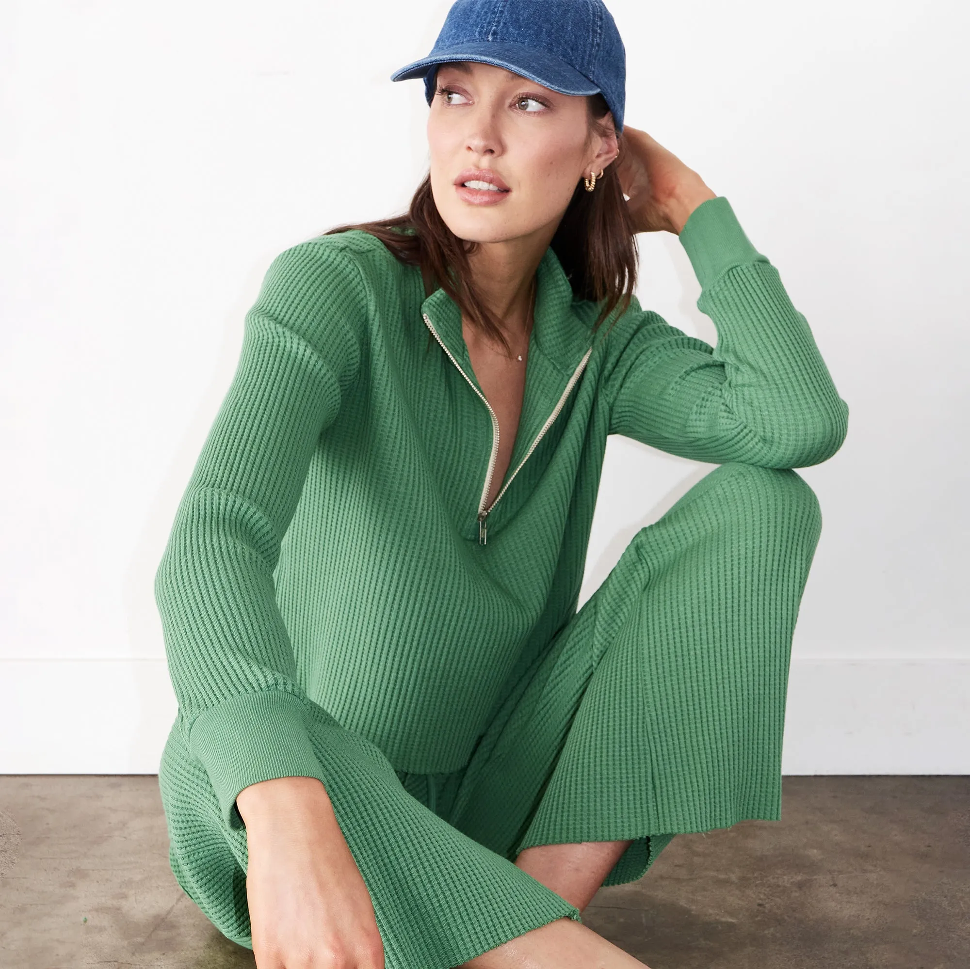 Waffle Half Zip Sweatshirt sold by Monrow