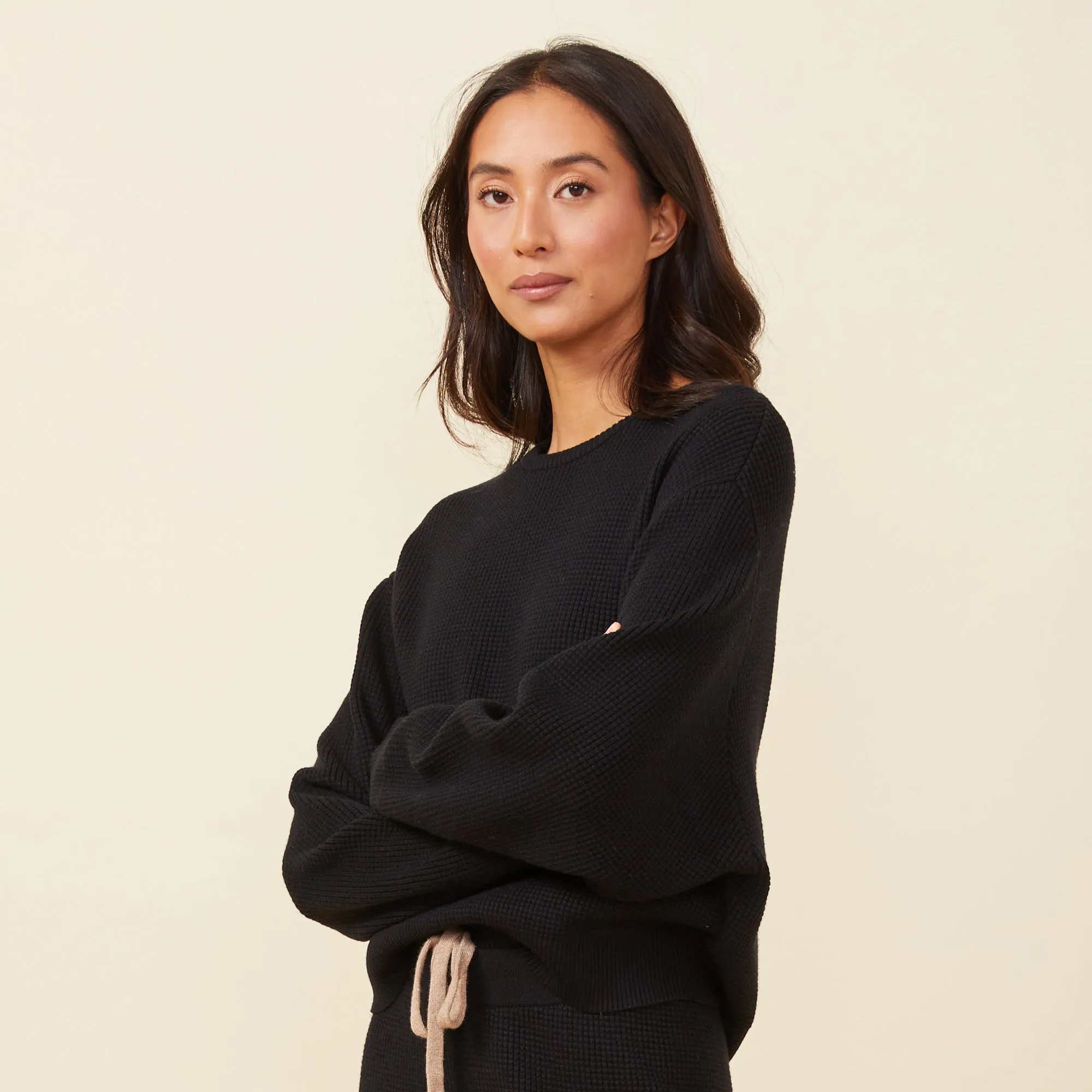 Soft Knit Waffle Crew Neck Sweatshirt sold by Monrow product image thumbnail 3