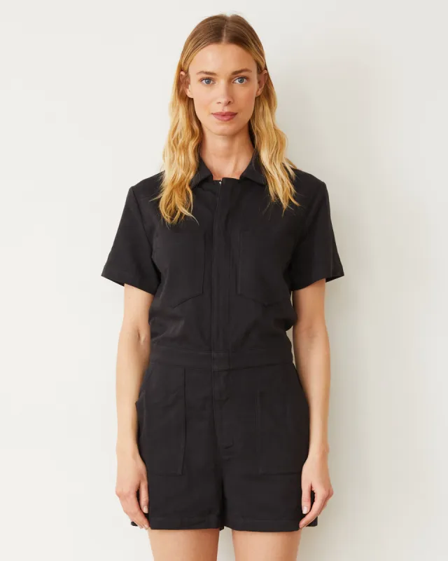 Faded Black Soft Twill Romper made by Monrow