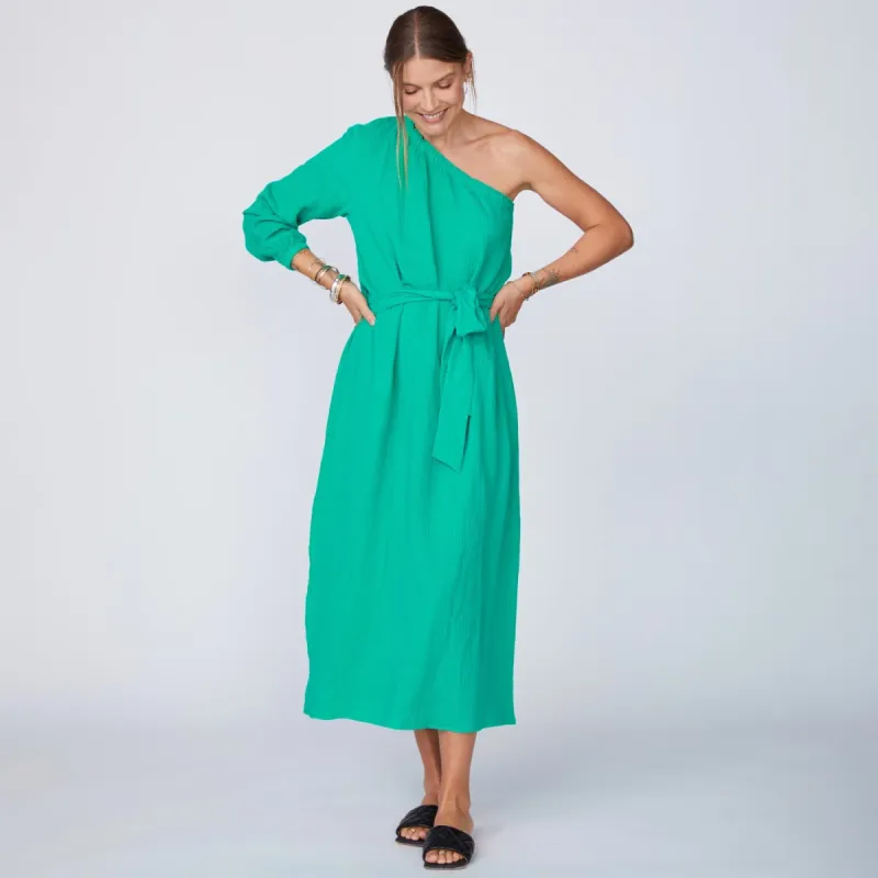 Gauze One Shoulder Dress sold by Monrow