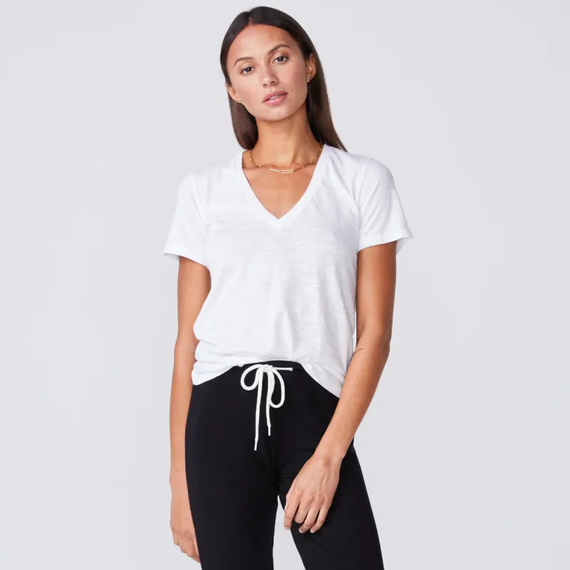 Textured Tri-Blend Fitted V Neck Tee sold by Monrow