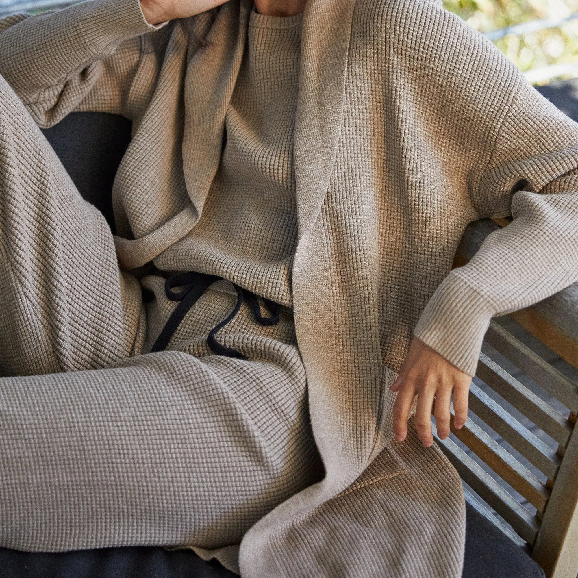 Soft Knit Waffle Long Cardigan sold by Monrow