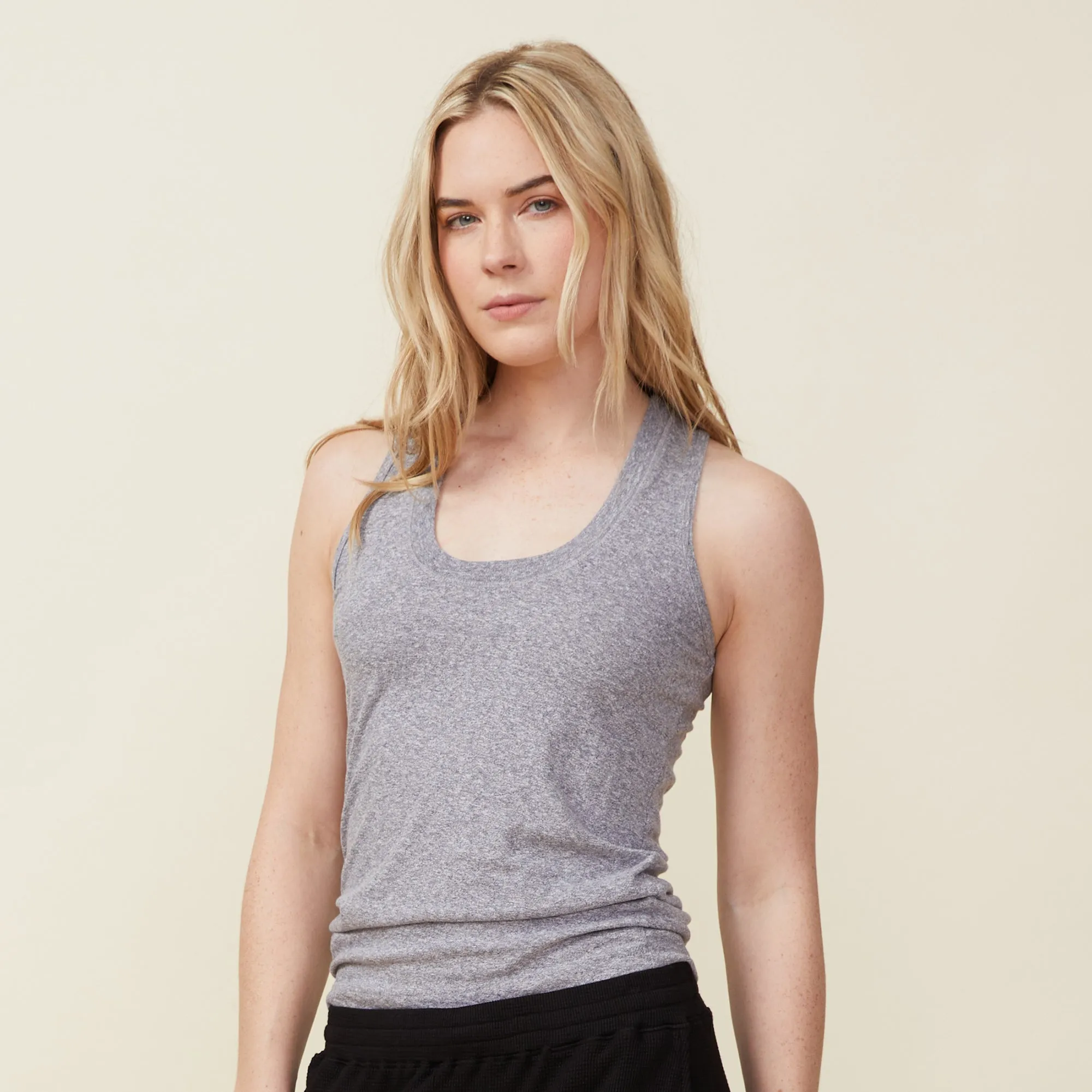 Textured Tri-Blend Narrow Tank sold by Monrow