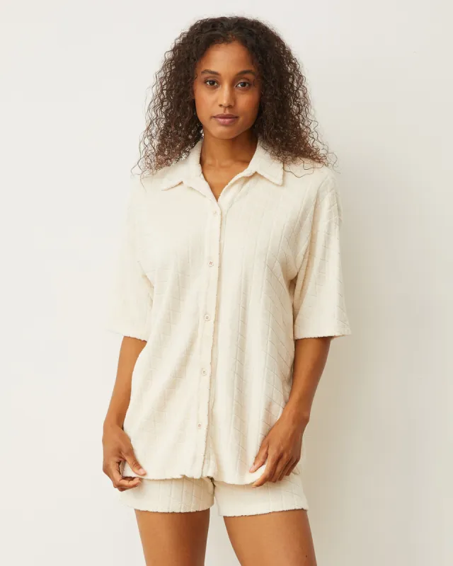 Diamond Terry Cloth Oversized Shirt sold by Monrow