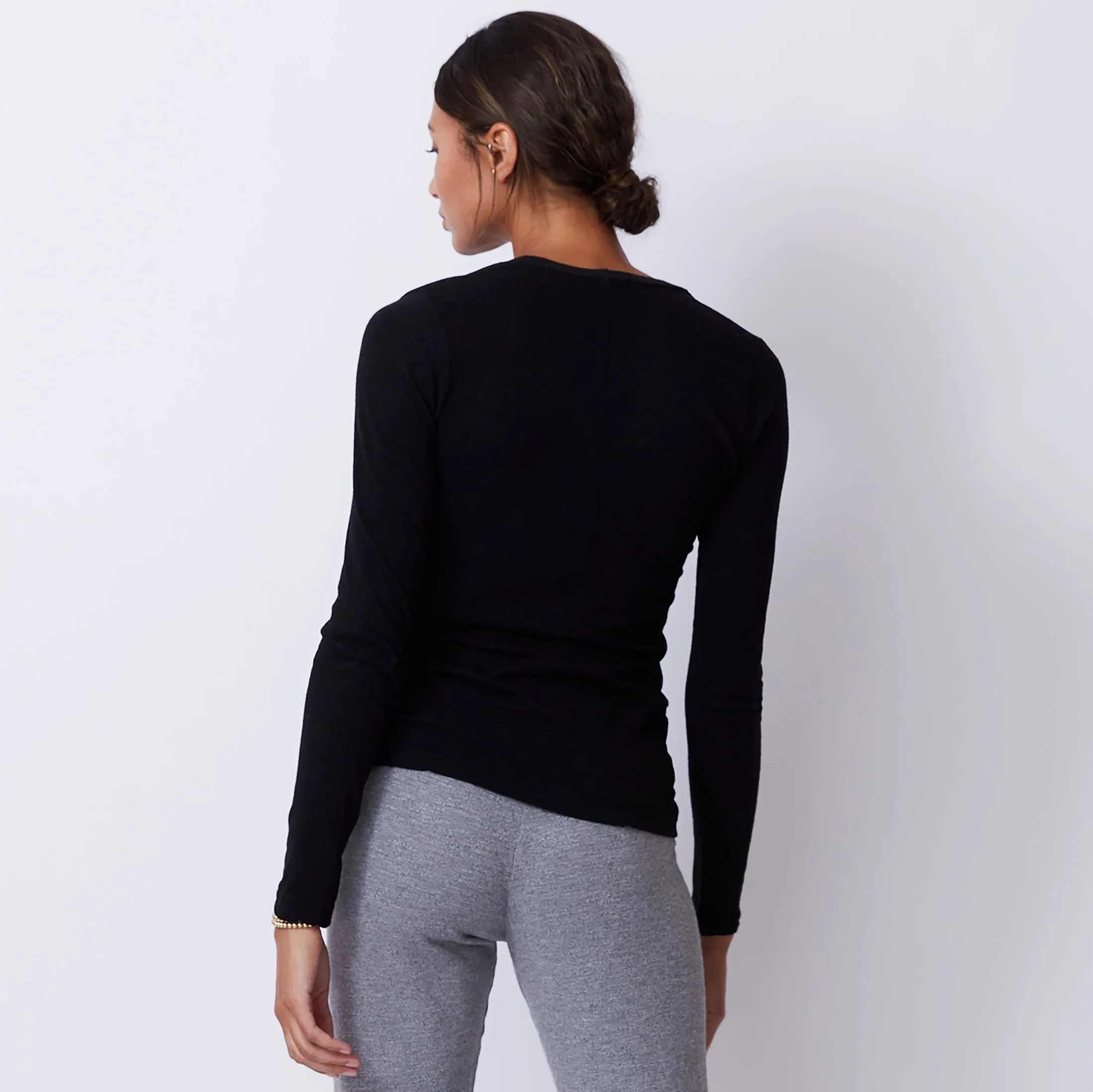 Textured Tri-Blend Fitted Long Sleeve V Neck Tee sold by Monrow product image thumbnail 5