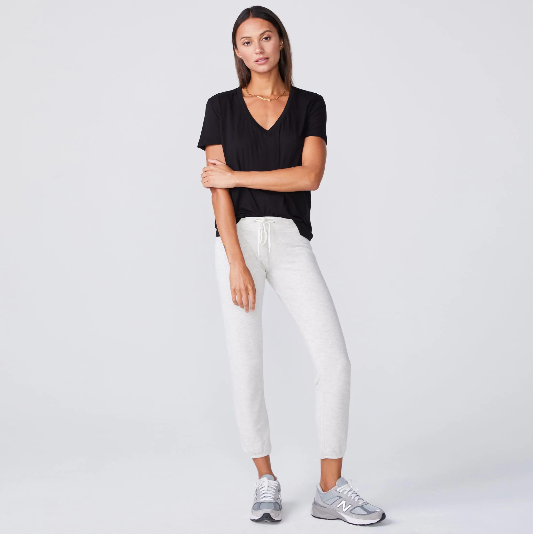 Super Fine Jersey Fitted V Neck Tee sold by Monrow product image thumbnail 3