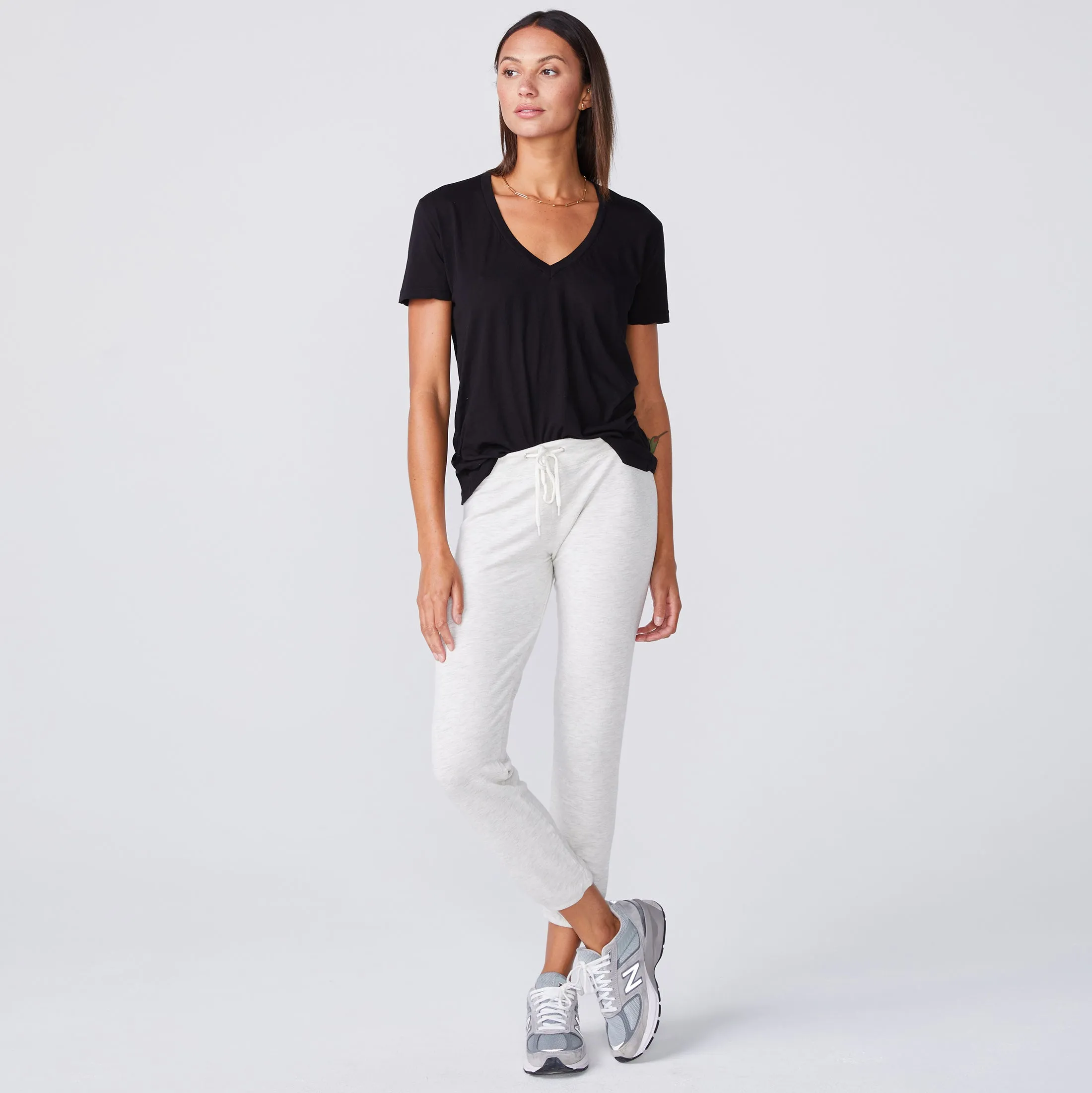 Super Fine Jersey Fitted V Neck Tee sold by Monrow product image thumbnail 2