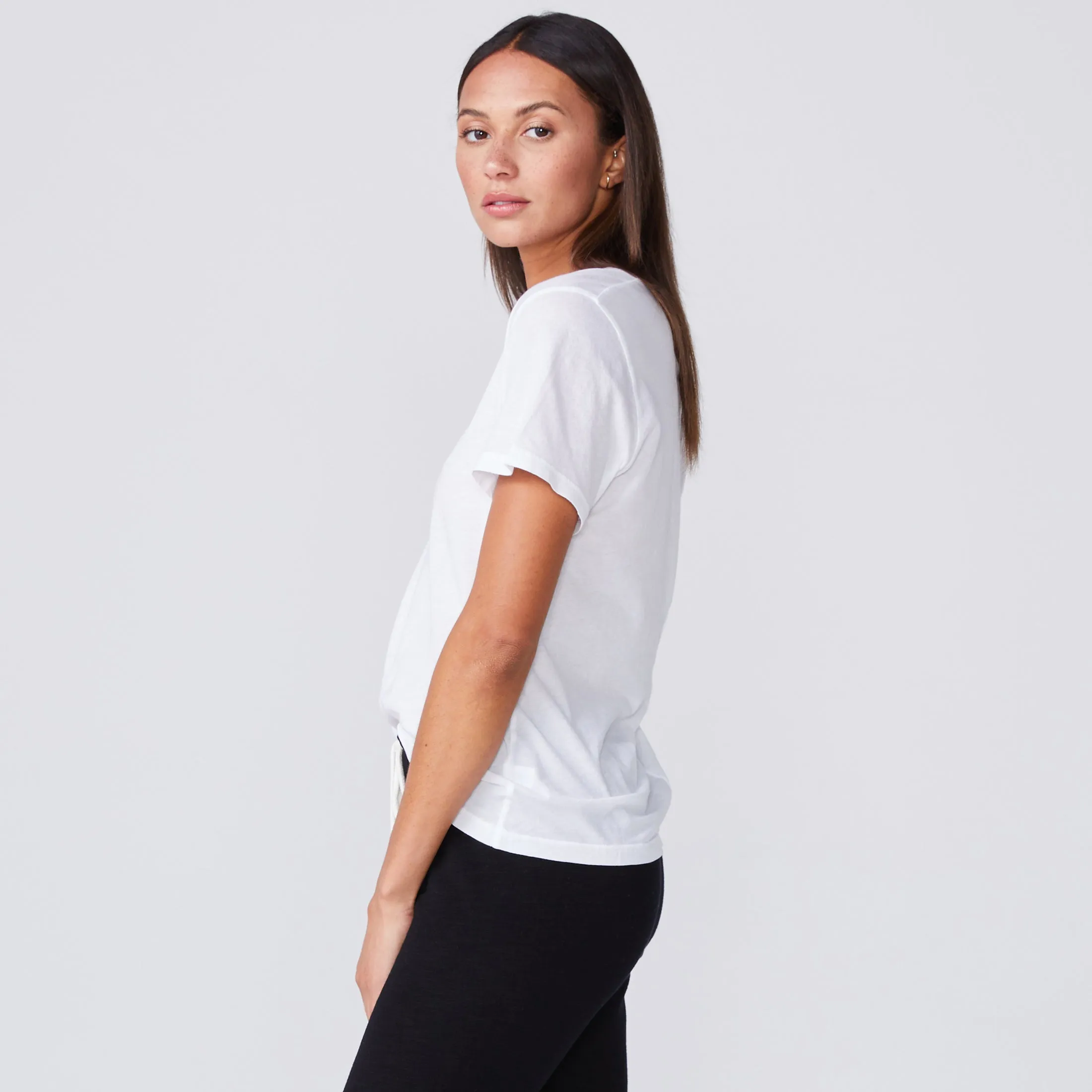 Super Fine Jersey Fitted V Neck Tee sold by Monrow product image thumbnail 4