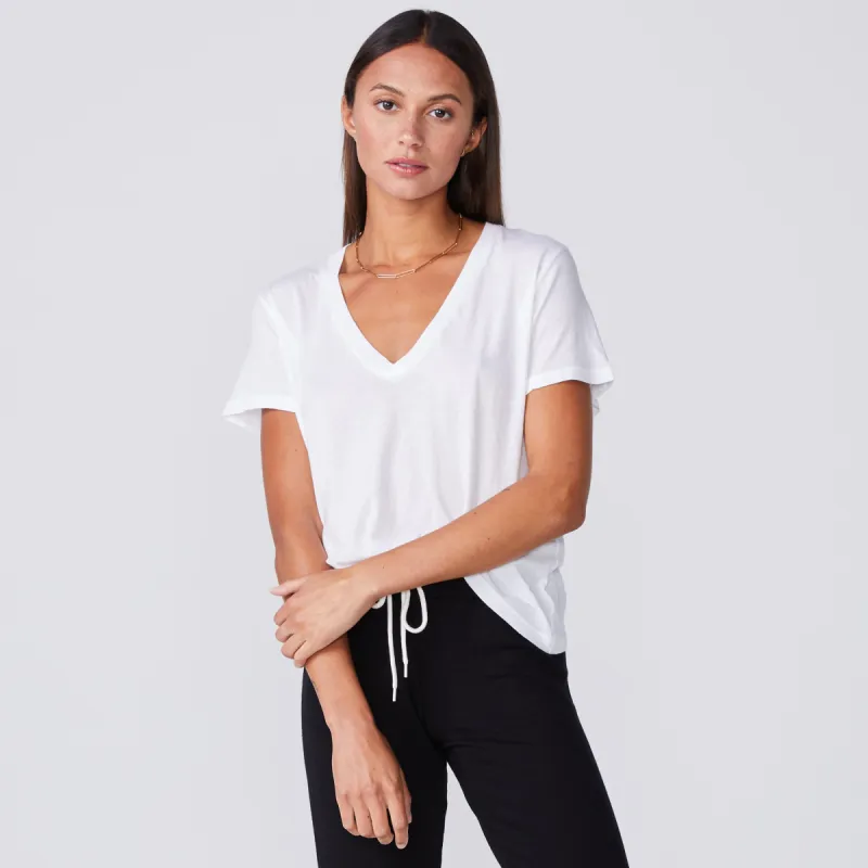 Super Fine Jersey Fitted V Neck Tee sold by Monrow