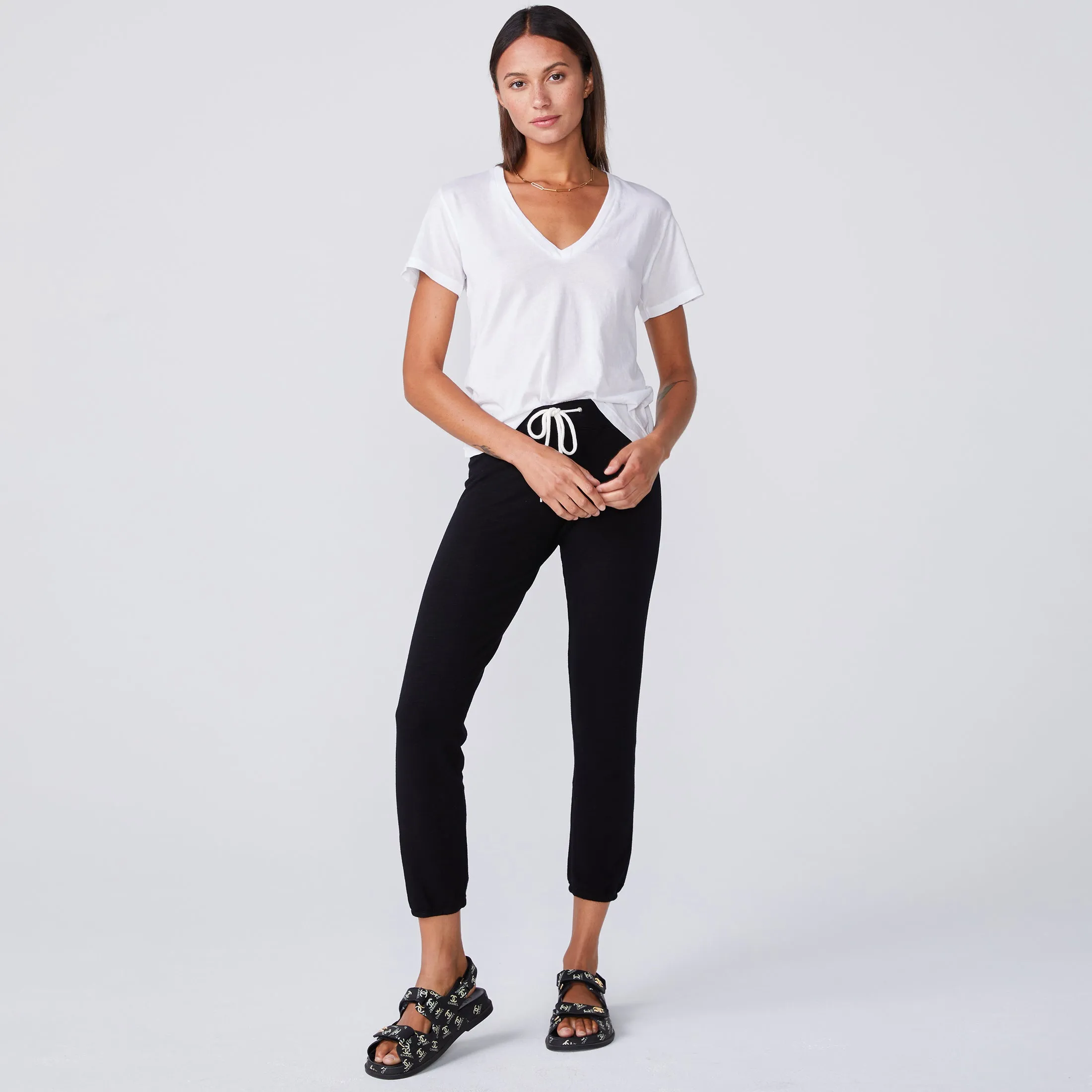 Super Fine Jersey Fitted V Neck Tee sold by Monrow product image thumbnail 3